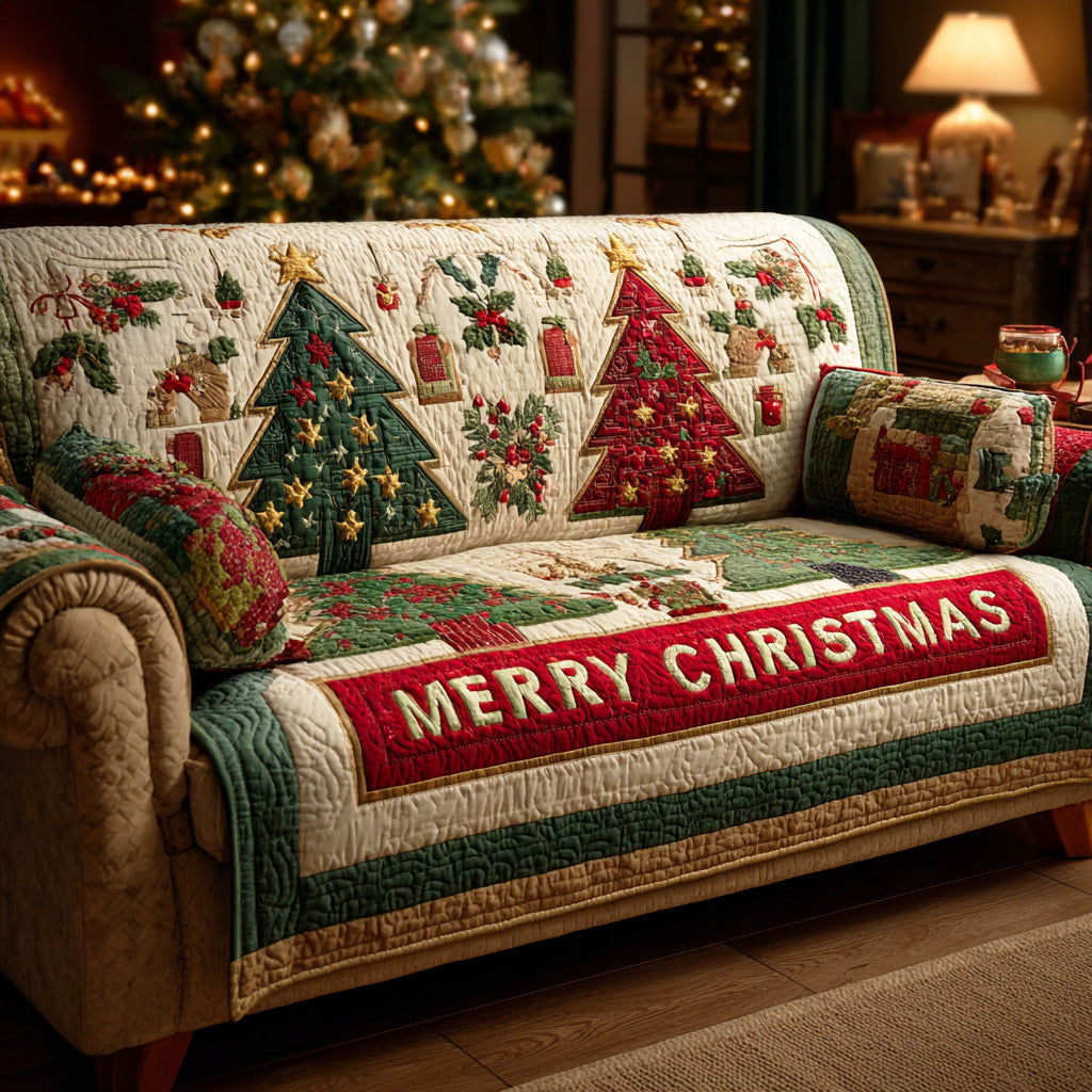 Holiday Spark Joy Quilted Sofa Cover Best Slip Cover Sofa Family Christmas Present Ideas