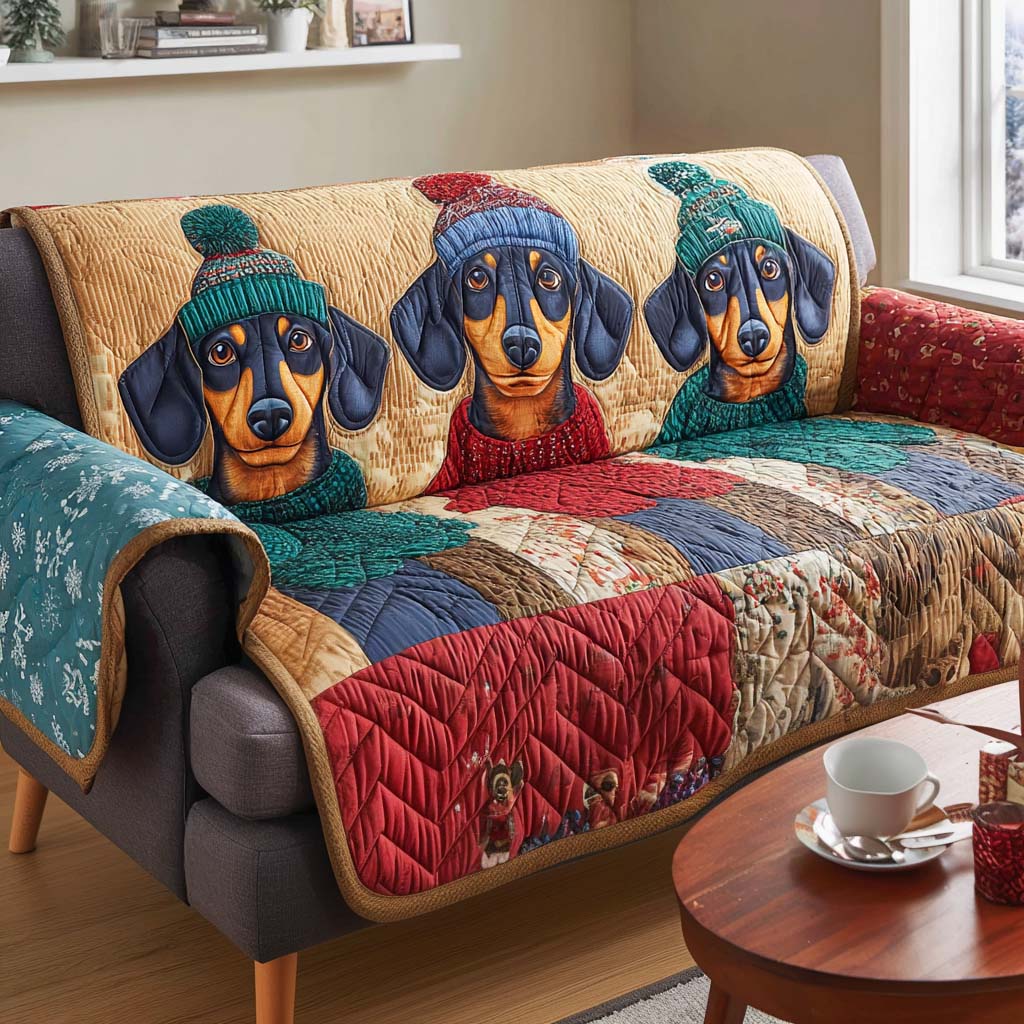 Holiday Trio Quilted Sofa Cover Christmas Decorations Indoor Gifts For People With Dogs