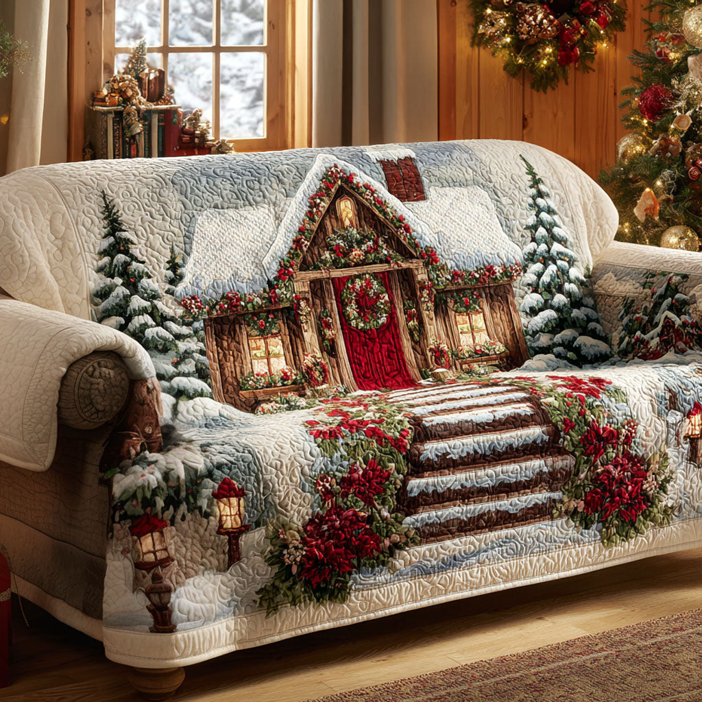 Holiday Welcome Cabin Quilted Sofa Cover Sectional Couch Covers Xmas Gifts For Family