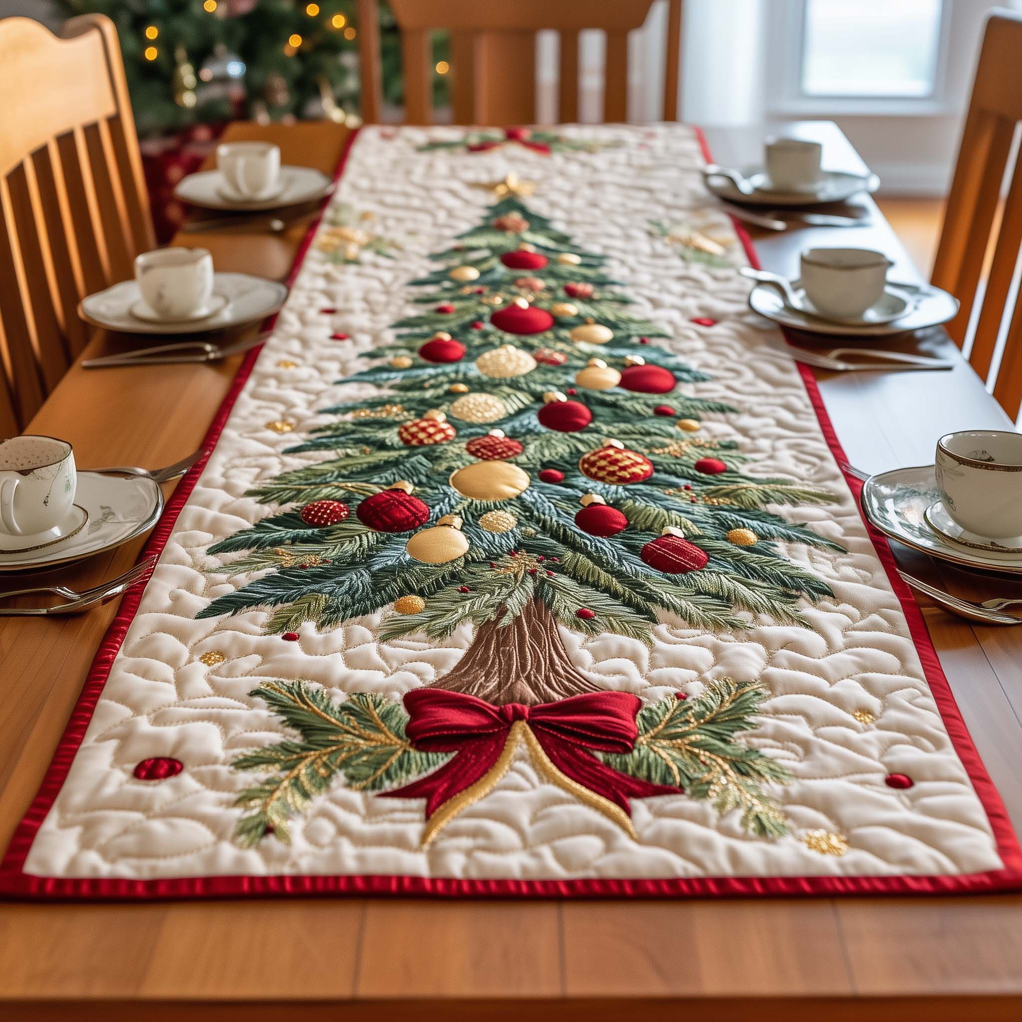 Holly Christmas Quilted Table Runner Christmas Dinner Decoration Ideas Christmas Gifts