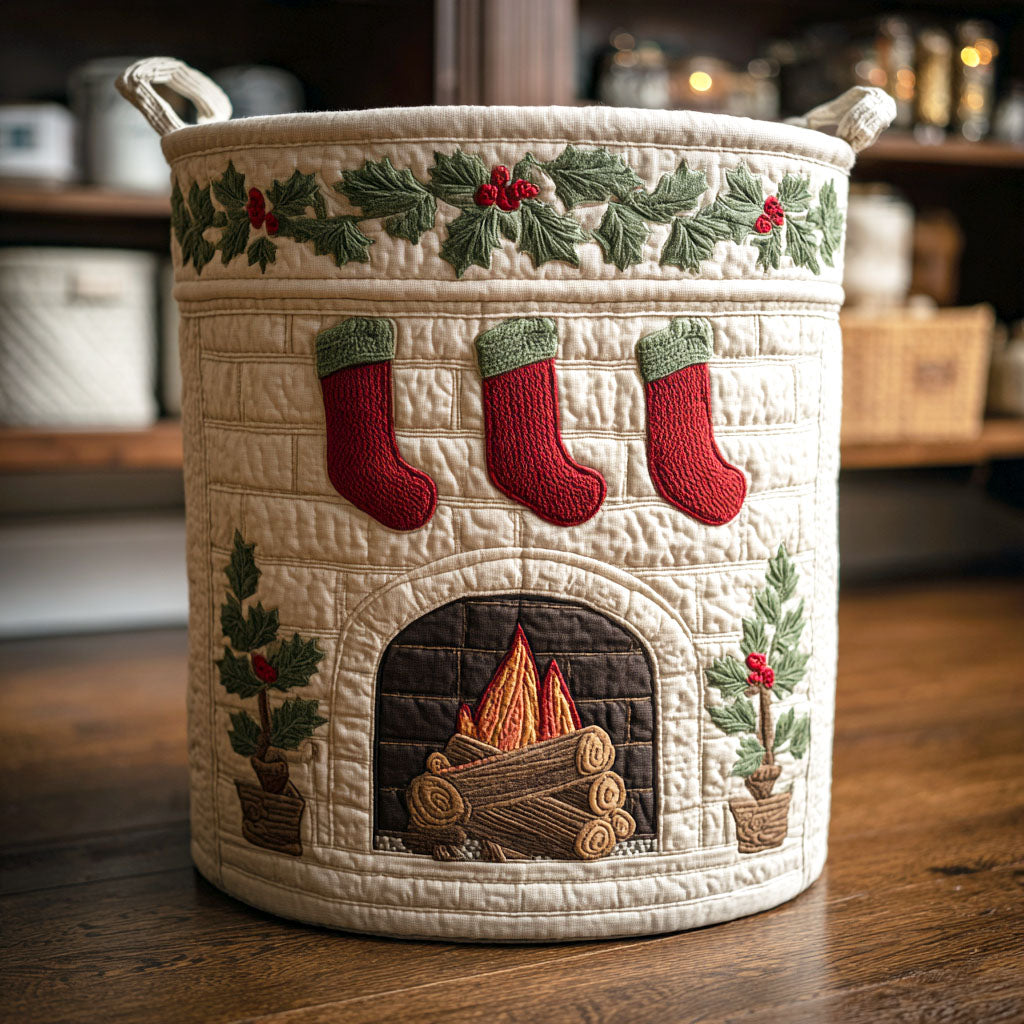 Holly Fireplace Quilted Laundry Basket Coolest Laundry Baskets Best Christmas Gifts For Wife