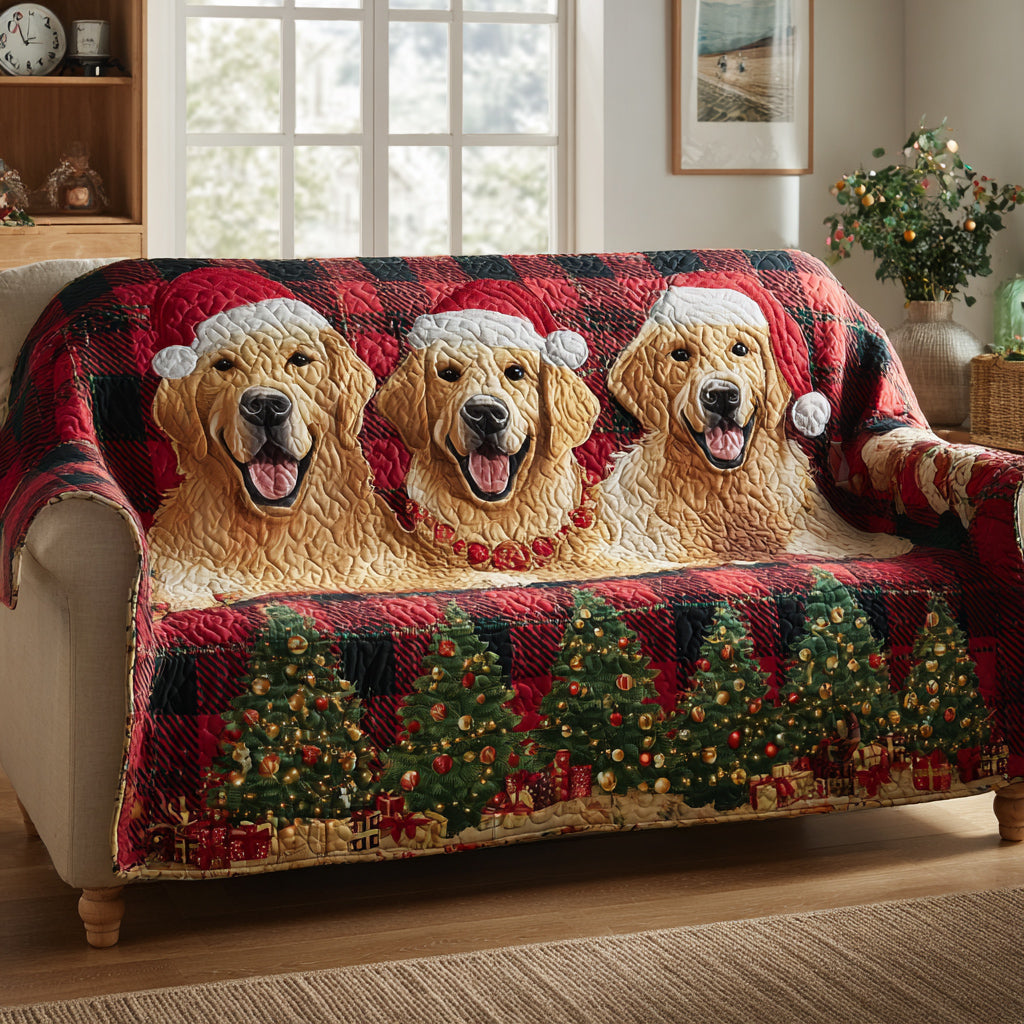 Holly Golden Retriever Quilted Sofa Cover Furniture Covers Family Xmas Present Ideas