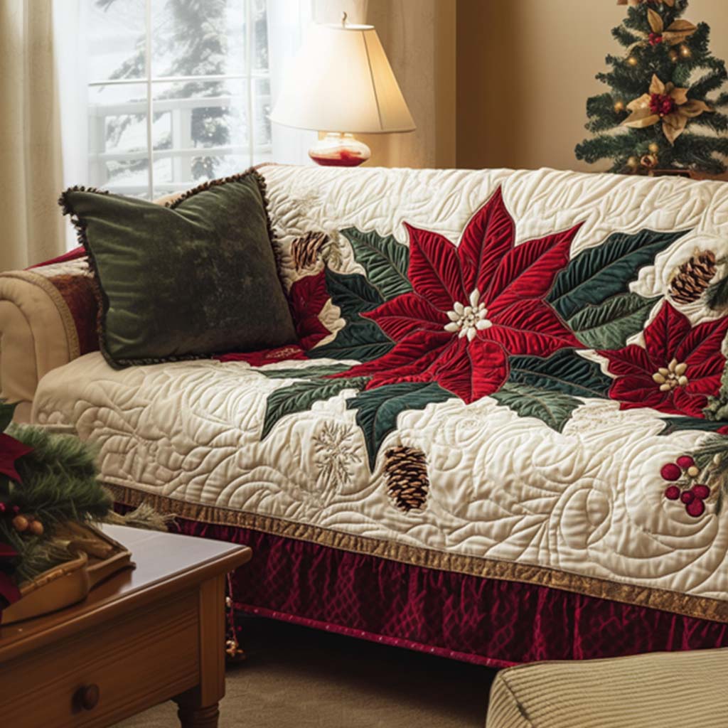 Holly Jolly Quilted Sofa Cover Couch And Sofa Covers Best Family Presents For Christmas