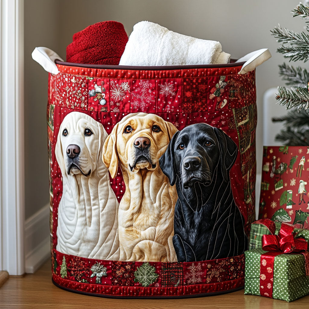 Holly Lab Joy Quilted Laundry Basket Home Decor Shop Christmas Gifts For Labrador Lovers