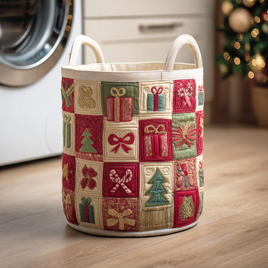 Holly Night Glow Quilted Laundry Basket Home Decorations Christmas Presents For Your Daughter