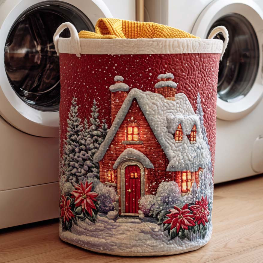 Holly Night Quilted Laundry Basket Clothes Basket Storage Special Mother's Day Gifts