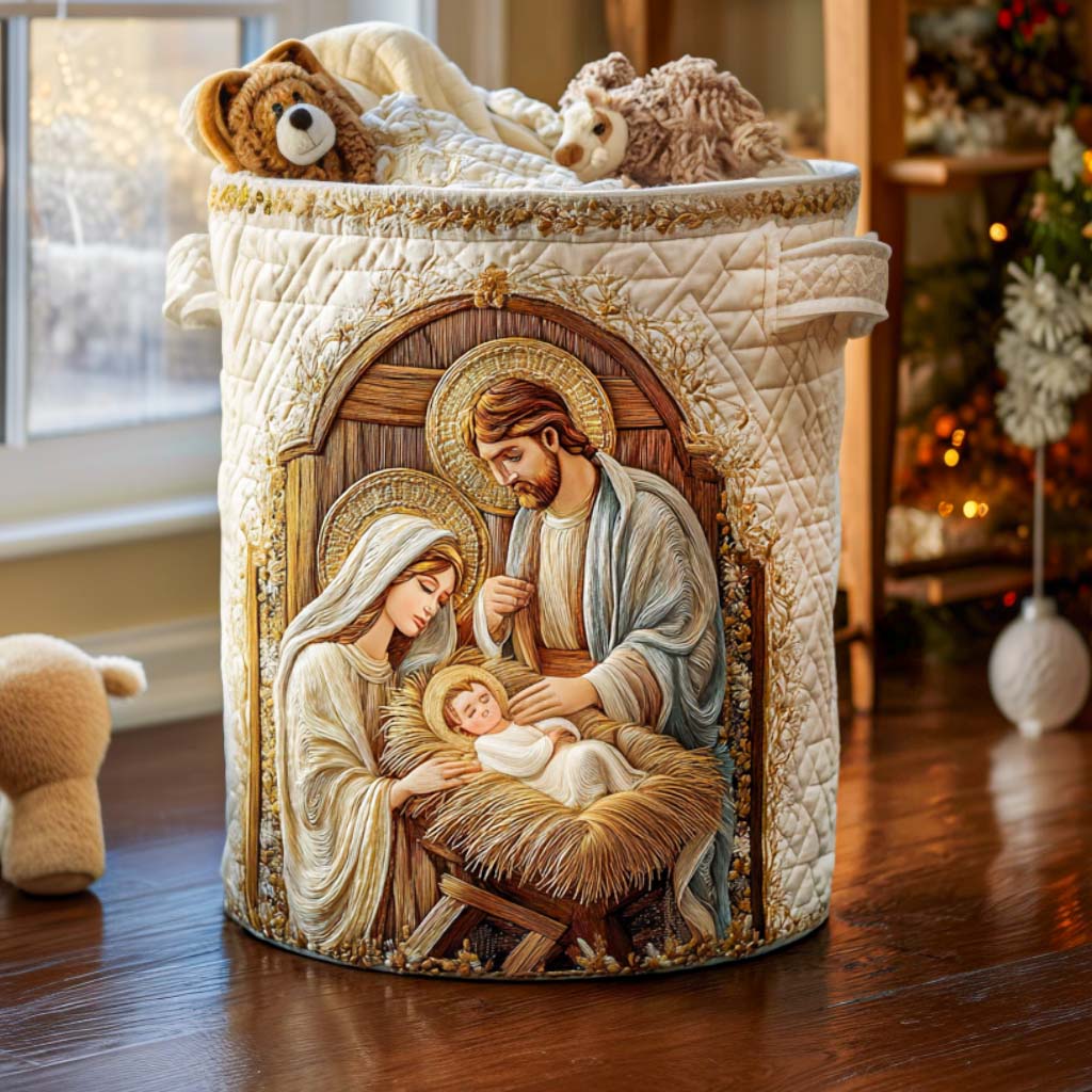 Holy Blessing Quilted Laundry Basket Foldable Laundry Hamper Good Christian Gifts