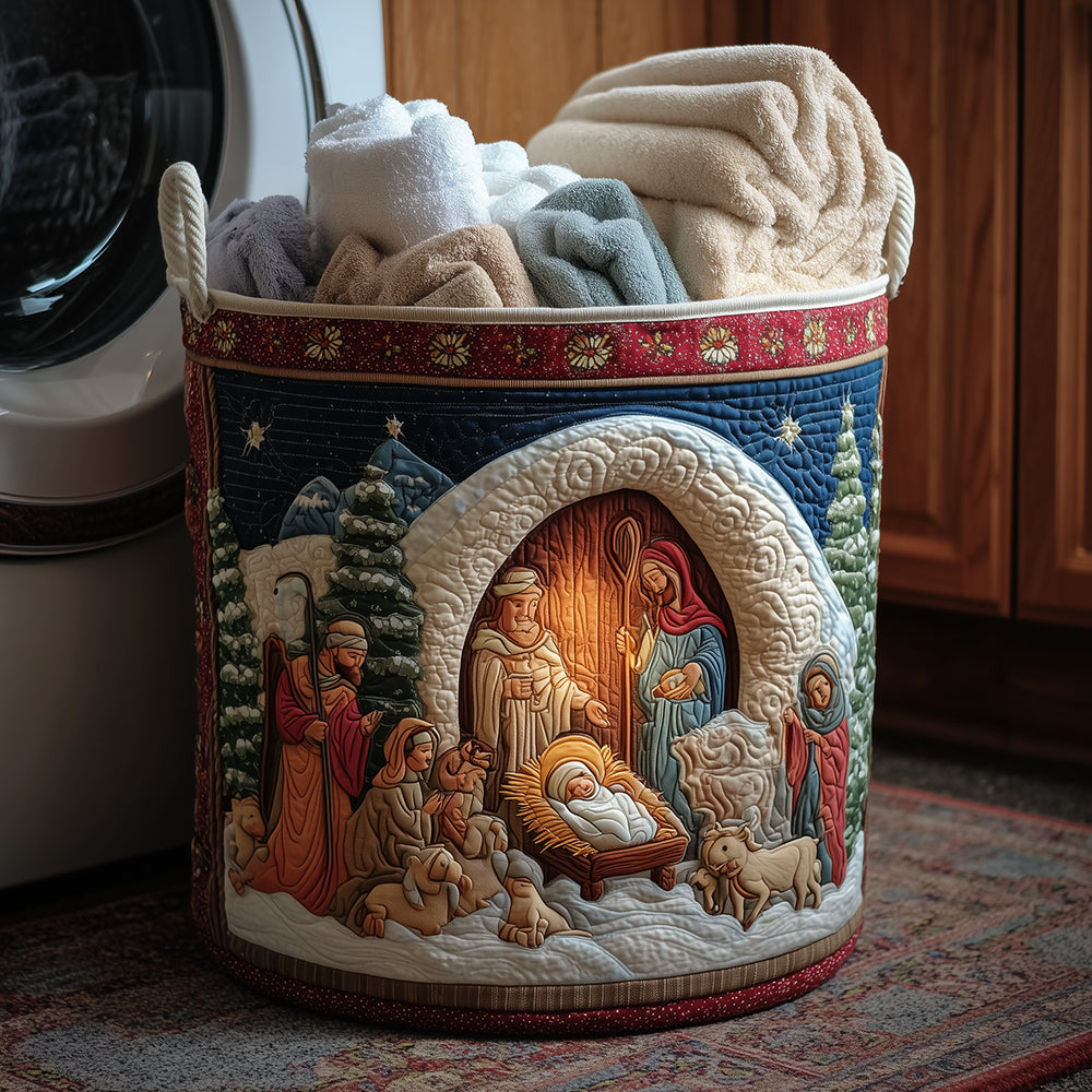 Holy Family Quilted Laundry Basket Clothes Hamper Grandma Gifts For Xmas