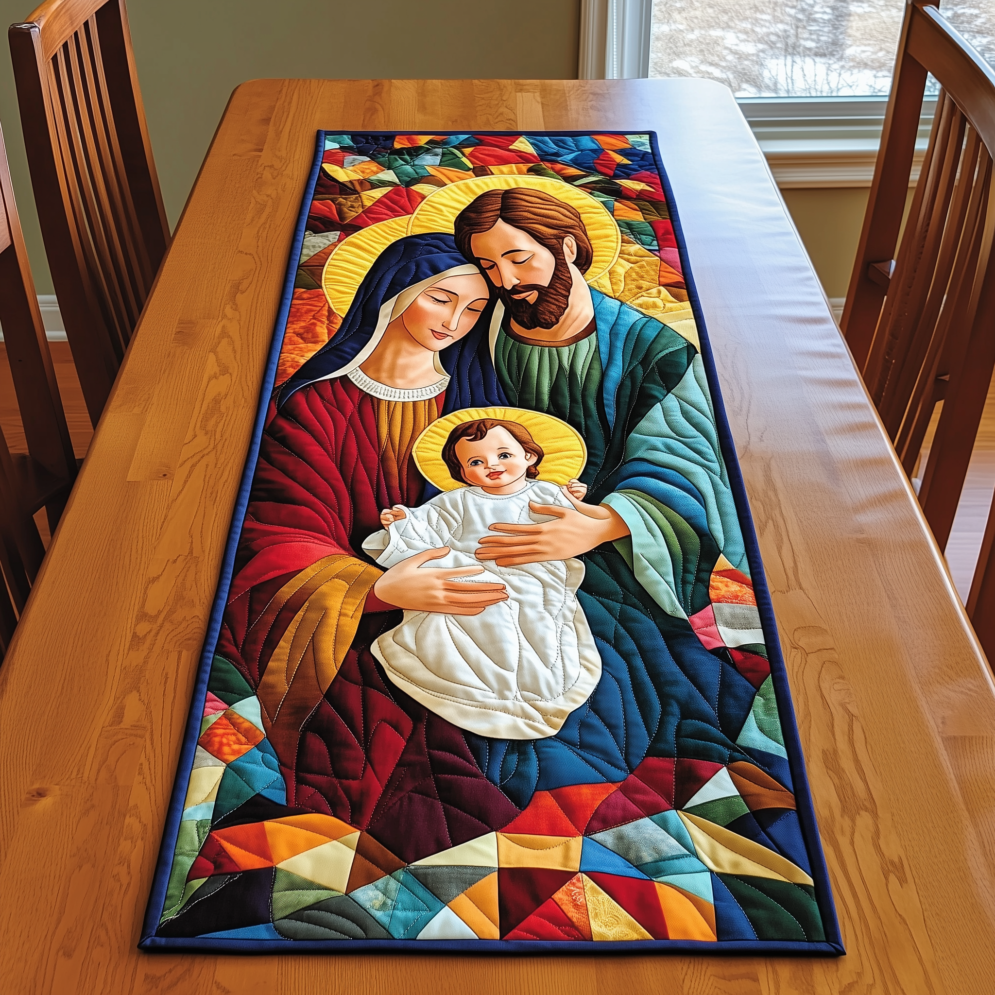 Holy Night Arrival Quilted Table Runner Dining Table Centerpiece Unique Christian Gifts For Him