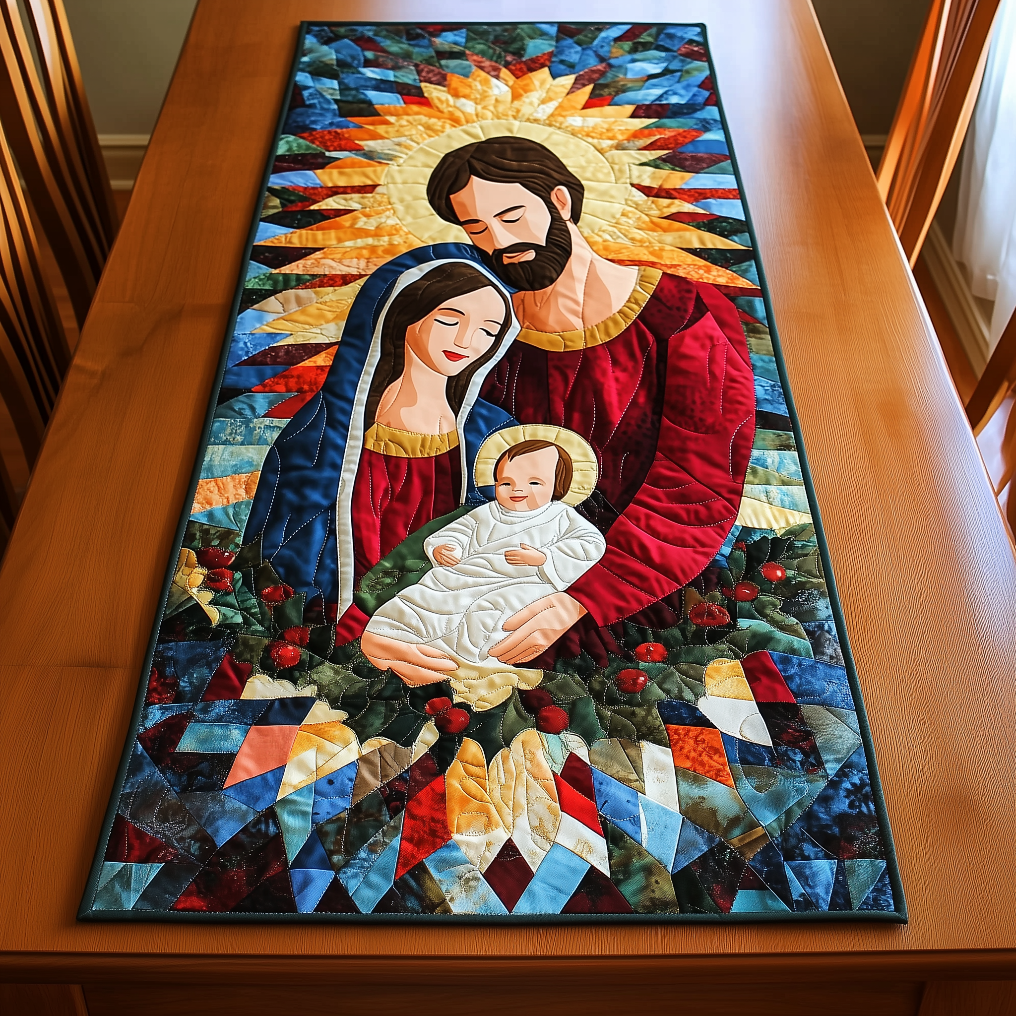 Holy Night Arrival Quilted Table Runner Runner Table Mat Gifts For Church Members