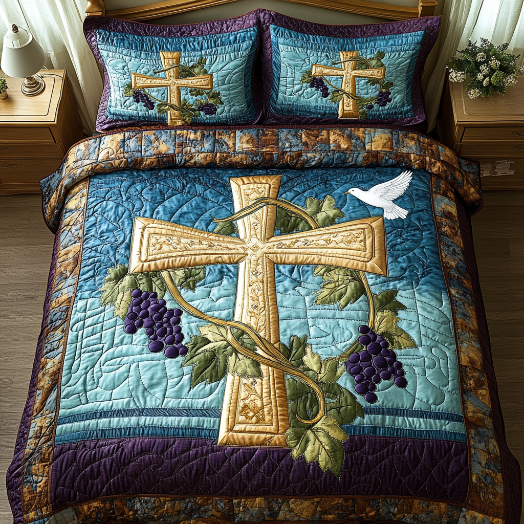 Holy Serenity Quilted Bedding Set Bed Decorations Presents For Christians