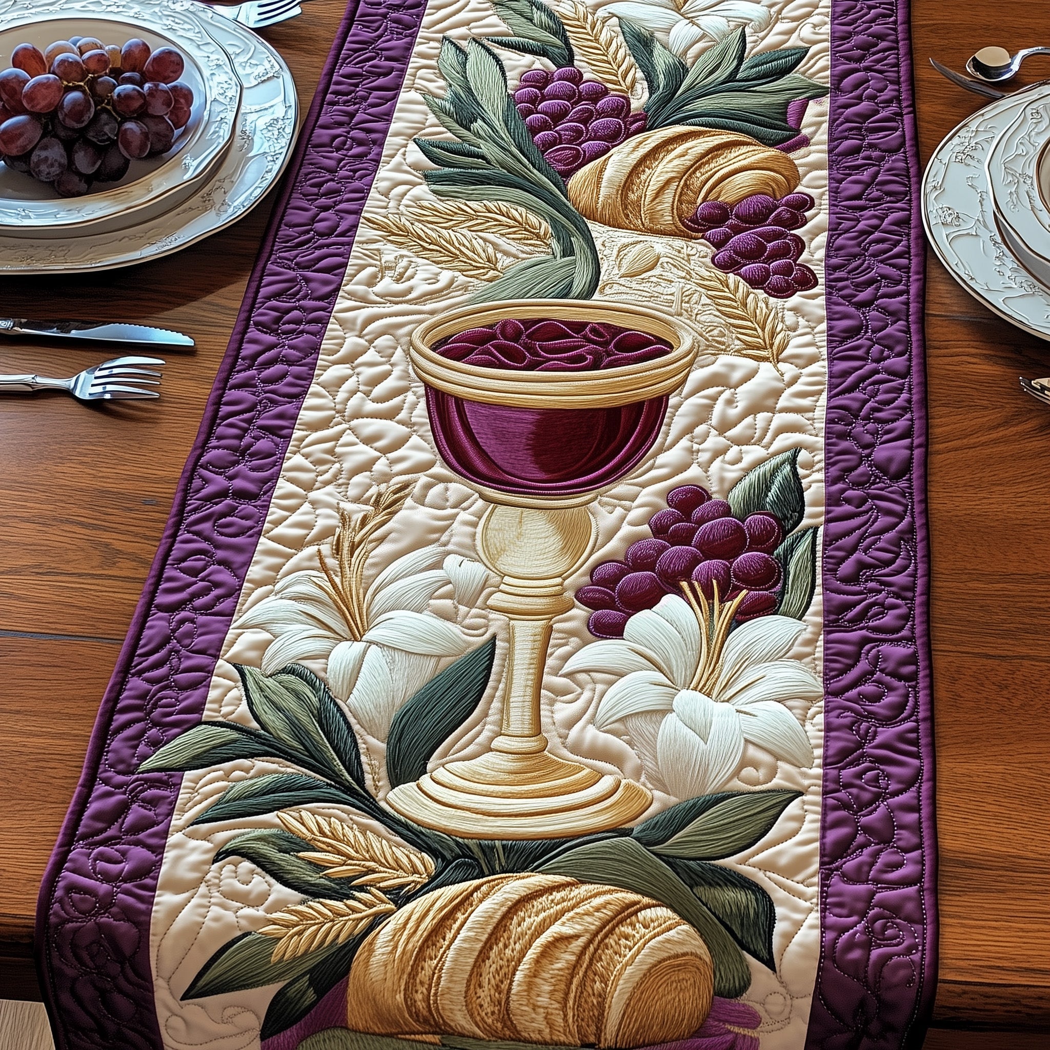 Holy Supper Quilted Table Runner Easter Spring Table Runner Easter Themed Gifts