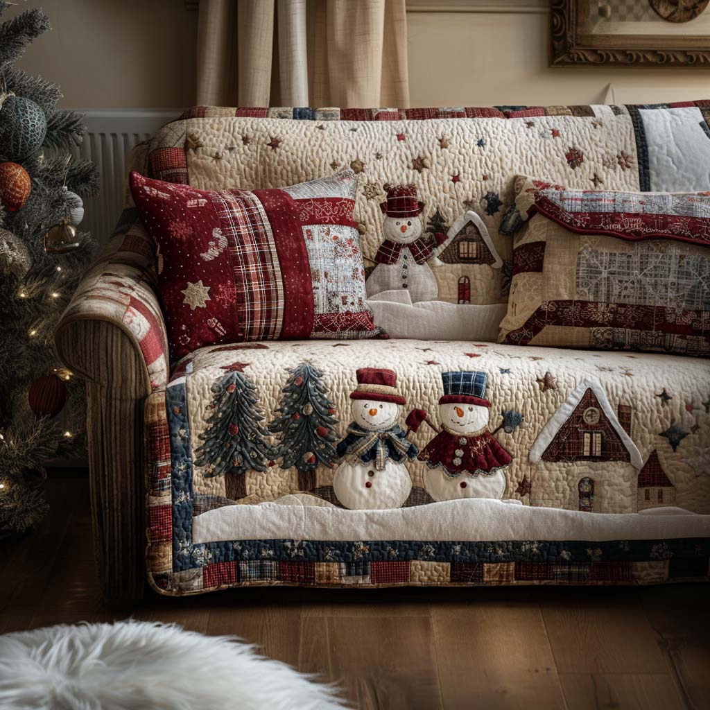 Home Gathering Quilted Sofa Cover Santa Sofa Cover Family Gift Ideas For Christmas