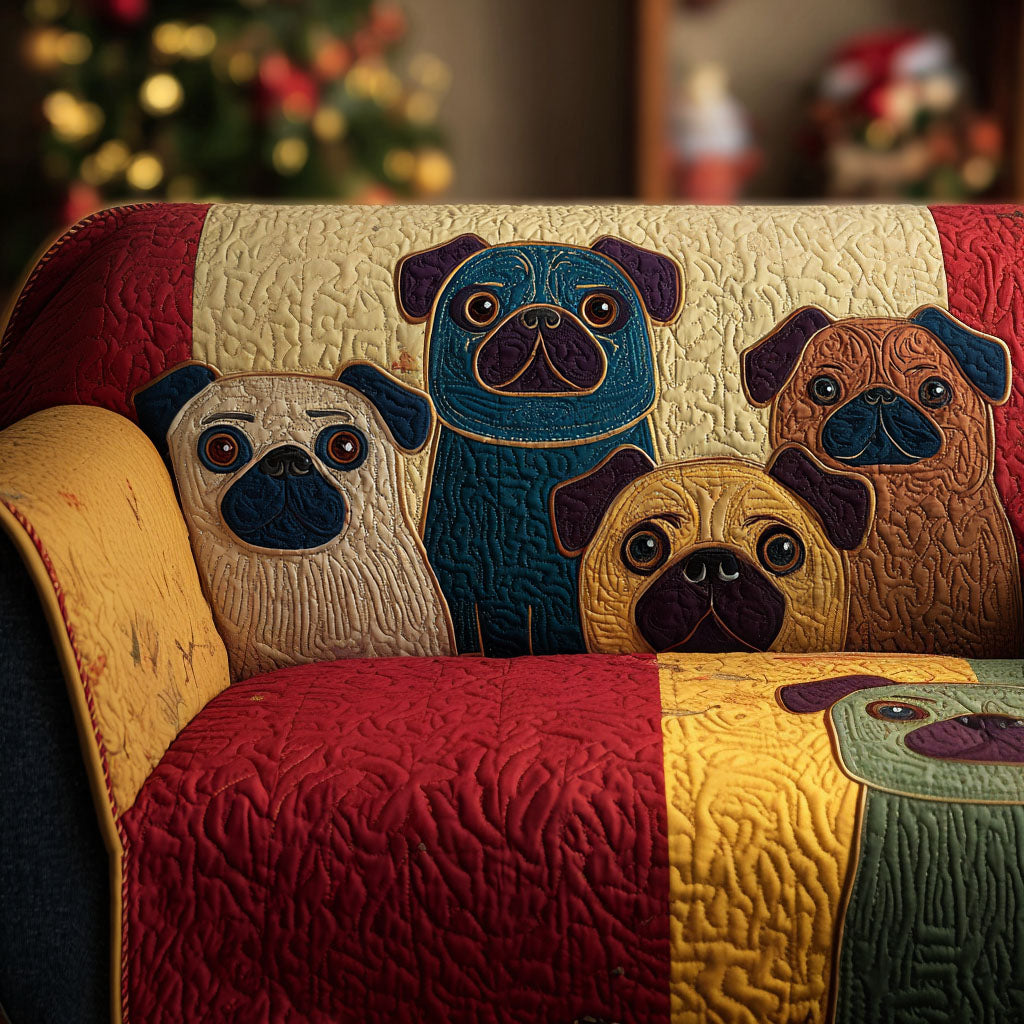 Home Sweet Pug Quilted Sofa Cover Couch Covers For Couches Pug Gifts For Pug Lovers