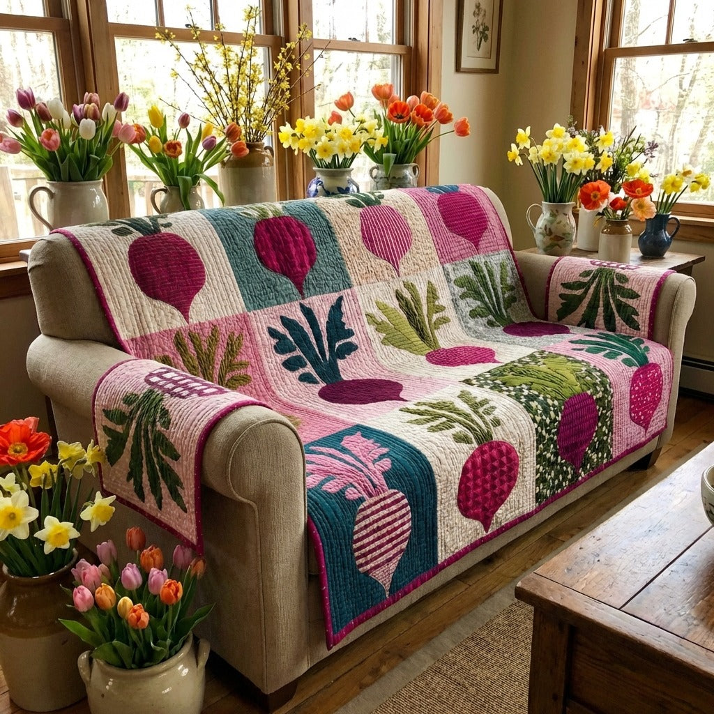 Homestead Beets Quilted Sofa Cover Couch And Loveseat Covers Bee Gifts For Her