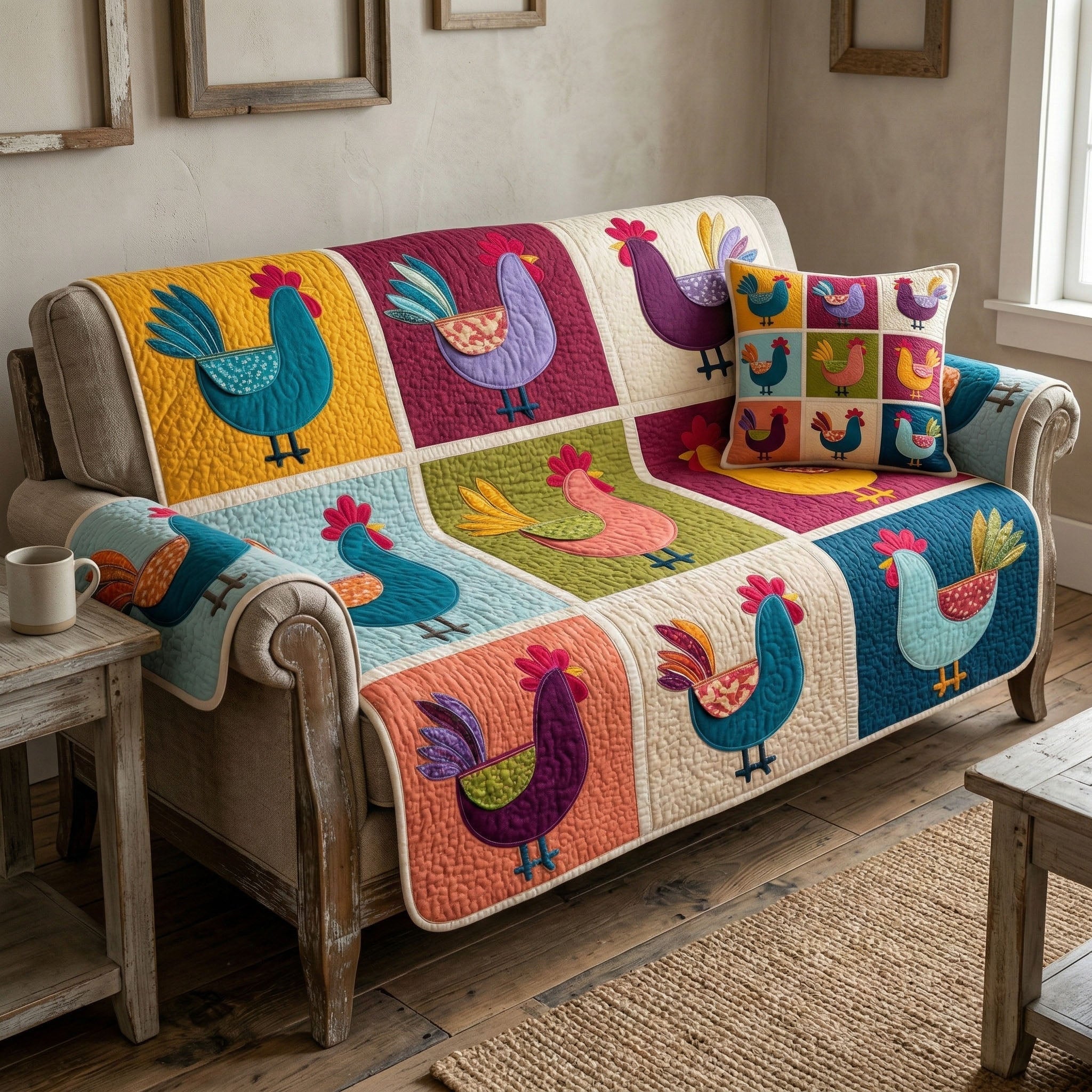 Homestead Chicken Quilted Sofa Cover Nice Sofa Covers Chicken Gifts For Him Her