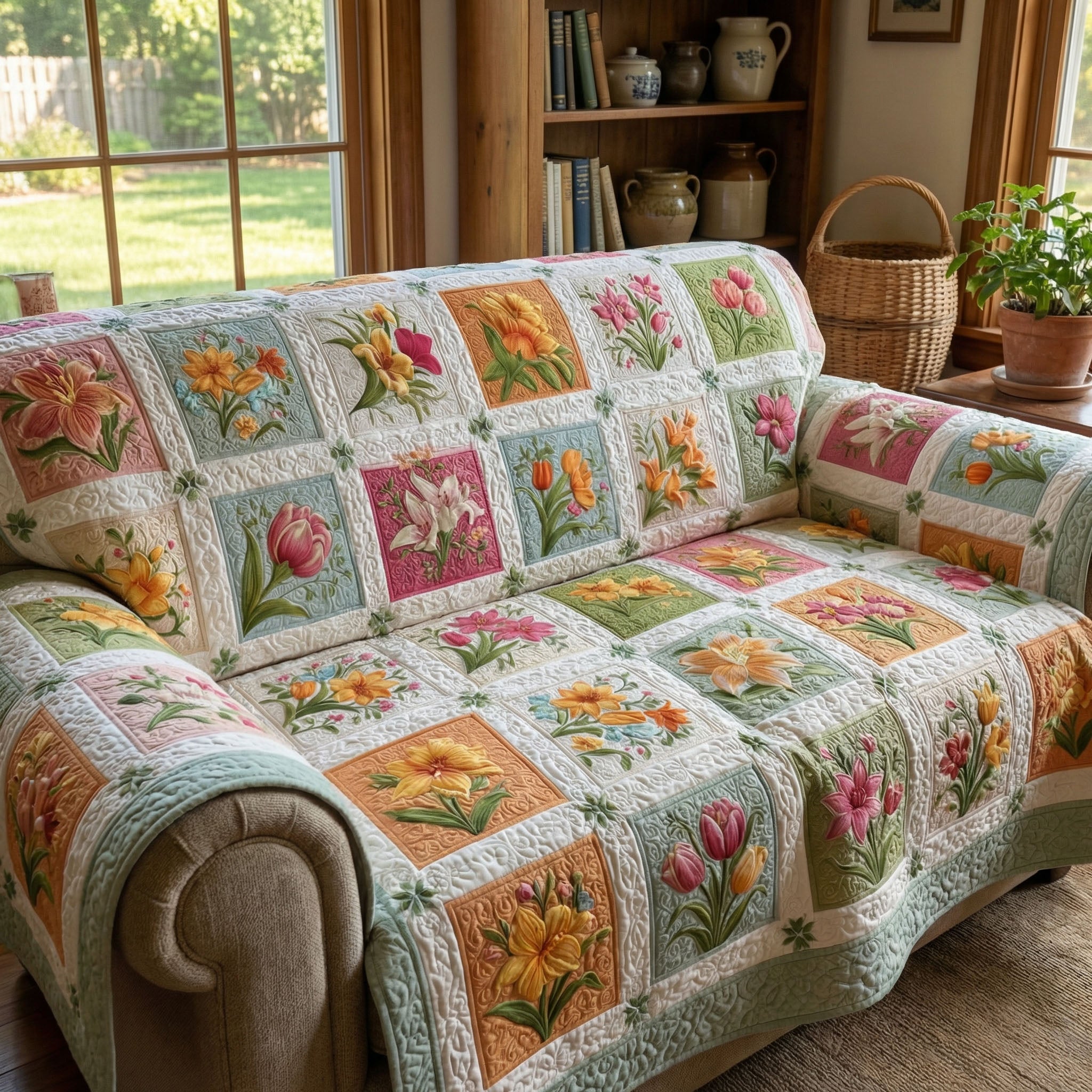 Homestead Floral Escape Quilted Sofa Cover Furniture Couch Covers Faith Based Easter Gifts