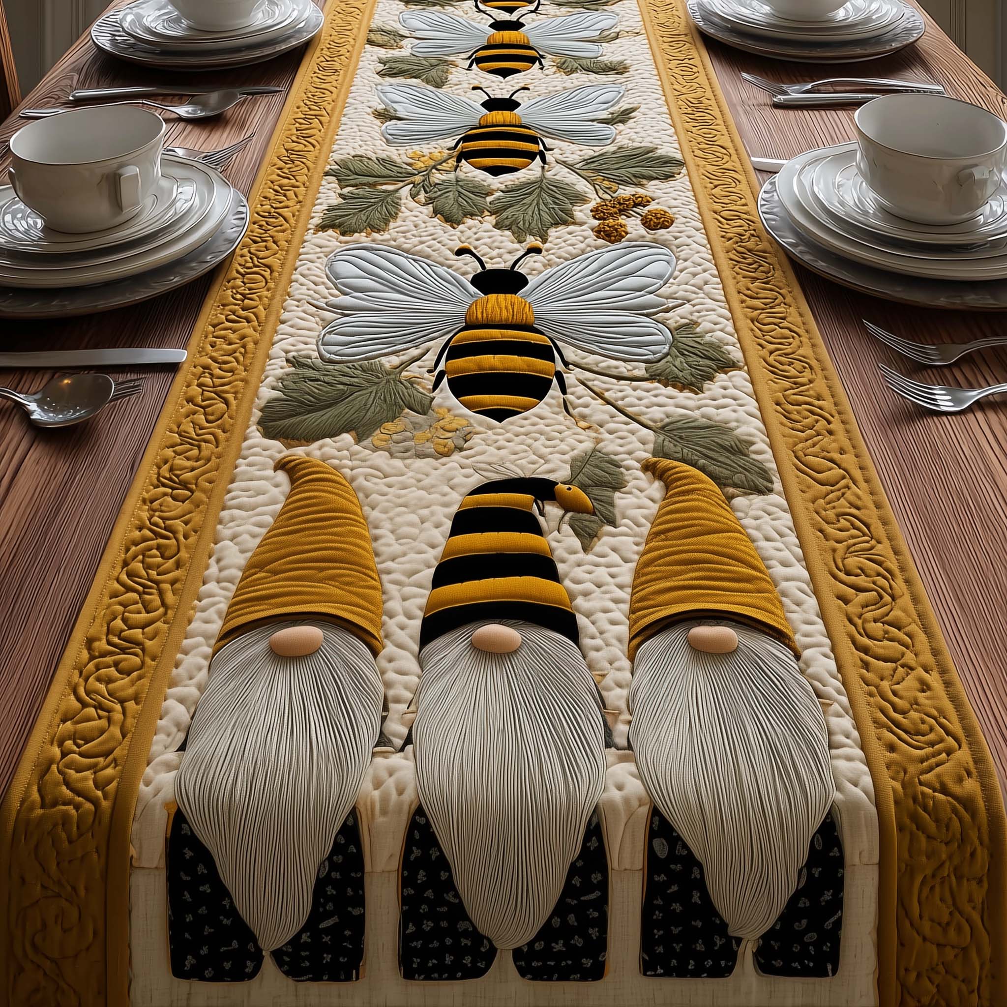 Honey Bee Quilted Table Runner Dining Decor Bee Merchandise
