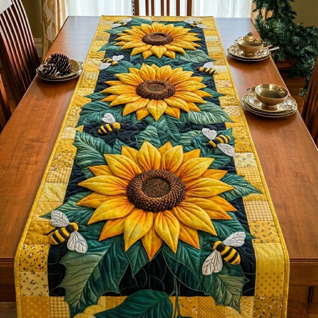 Honey Bee Quilted Table Runner Dining Room Table Decor Ideas Unique Bee Gifts