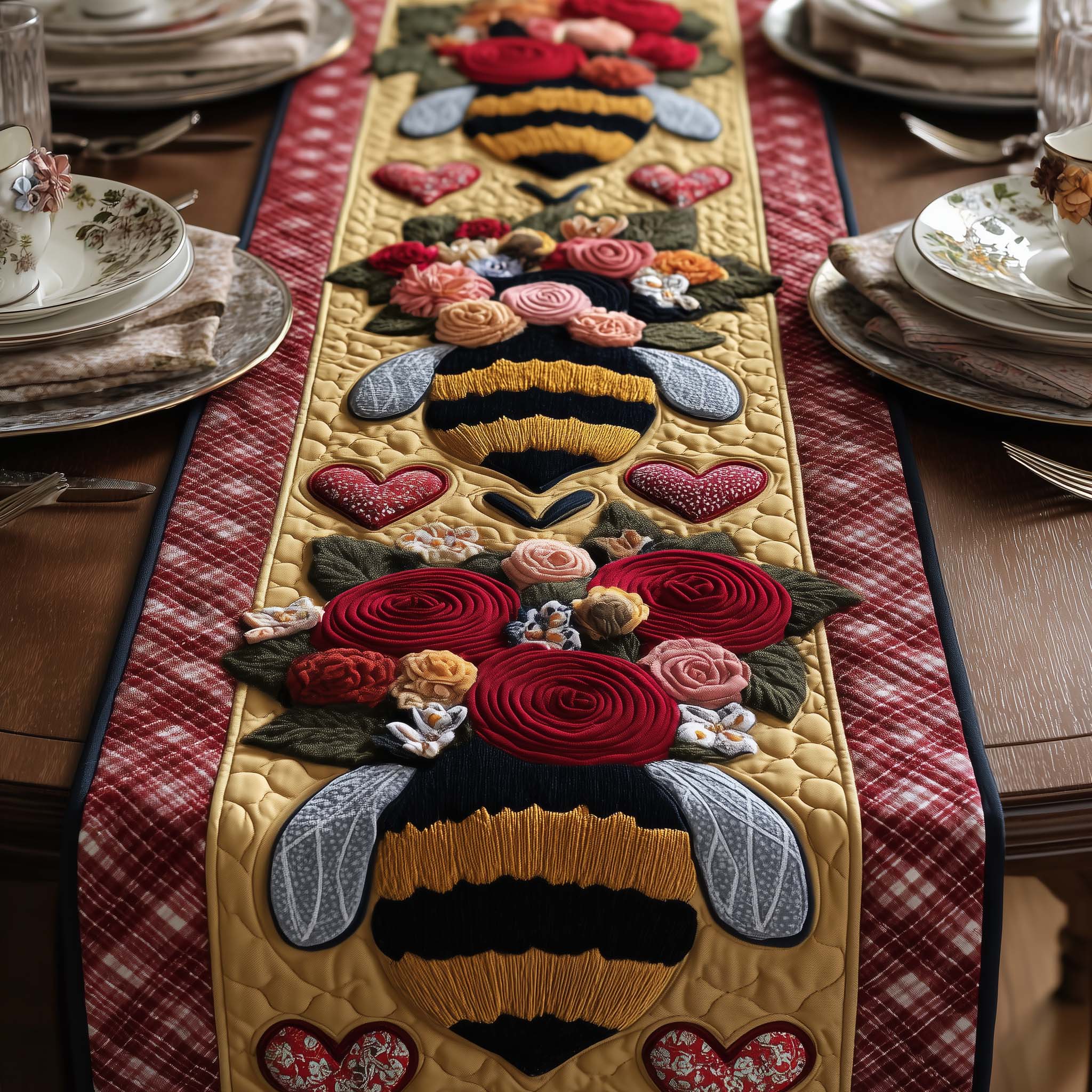 Honey Bee Quilted Table Runner Dining Table Runner Bee Gifts For Him