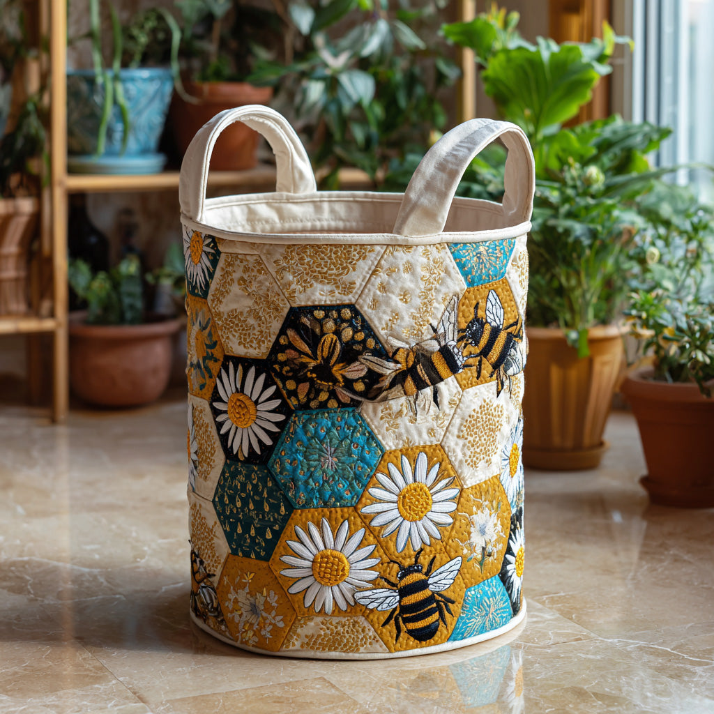 Honey Bliss Quilted Laundry Basket Home And Decor Presents For Bee Lovers