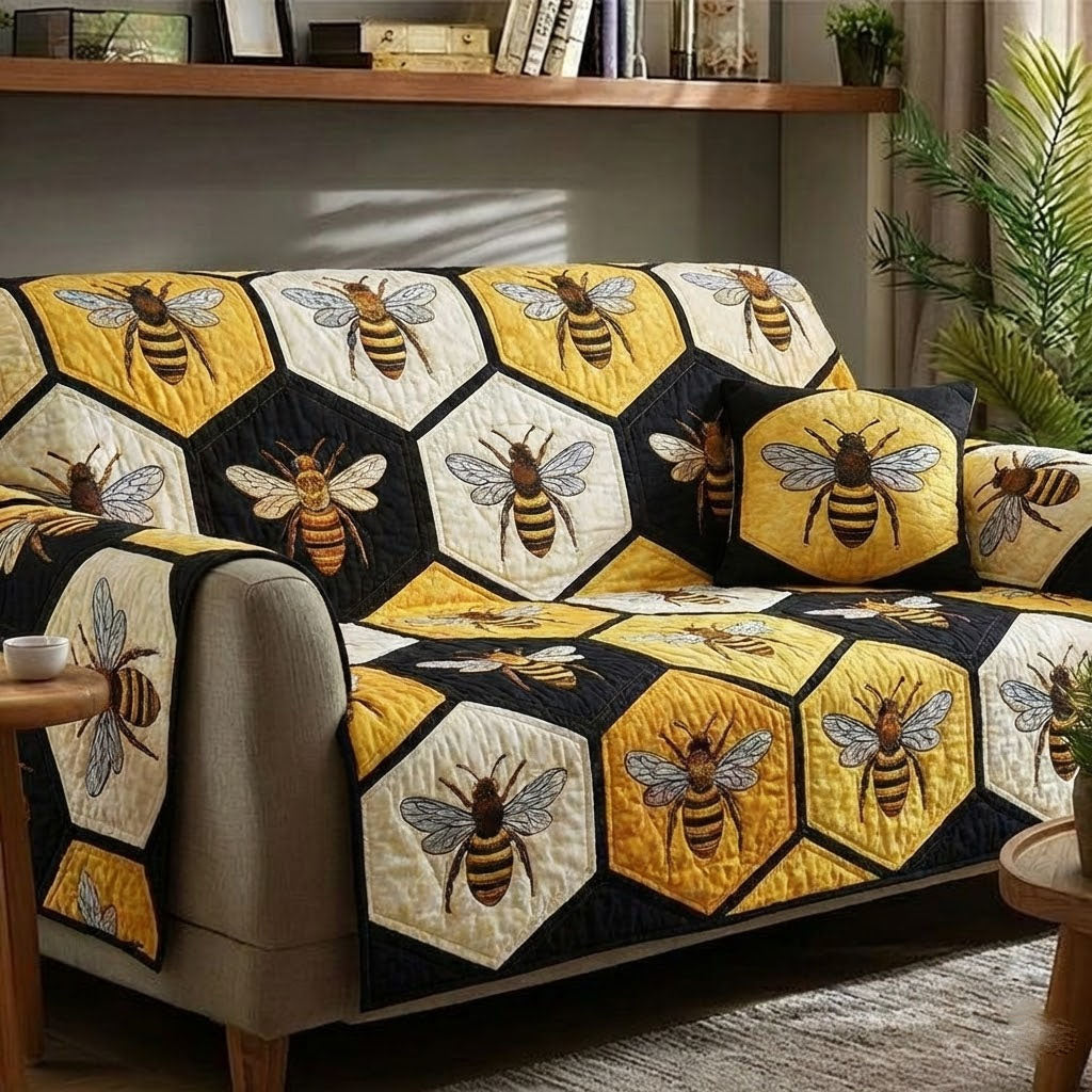 Honey Buzz Quilted Sofa Cover Couch Covers For Couches Present Ideas For Bee Lovers