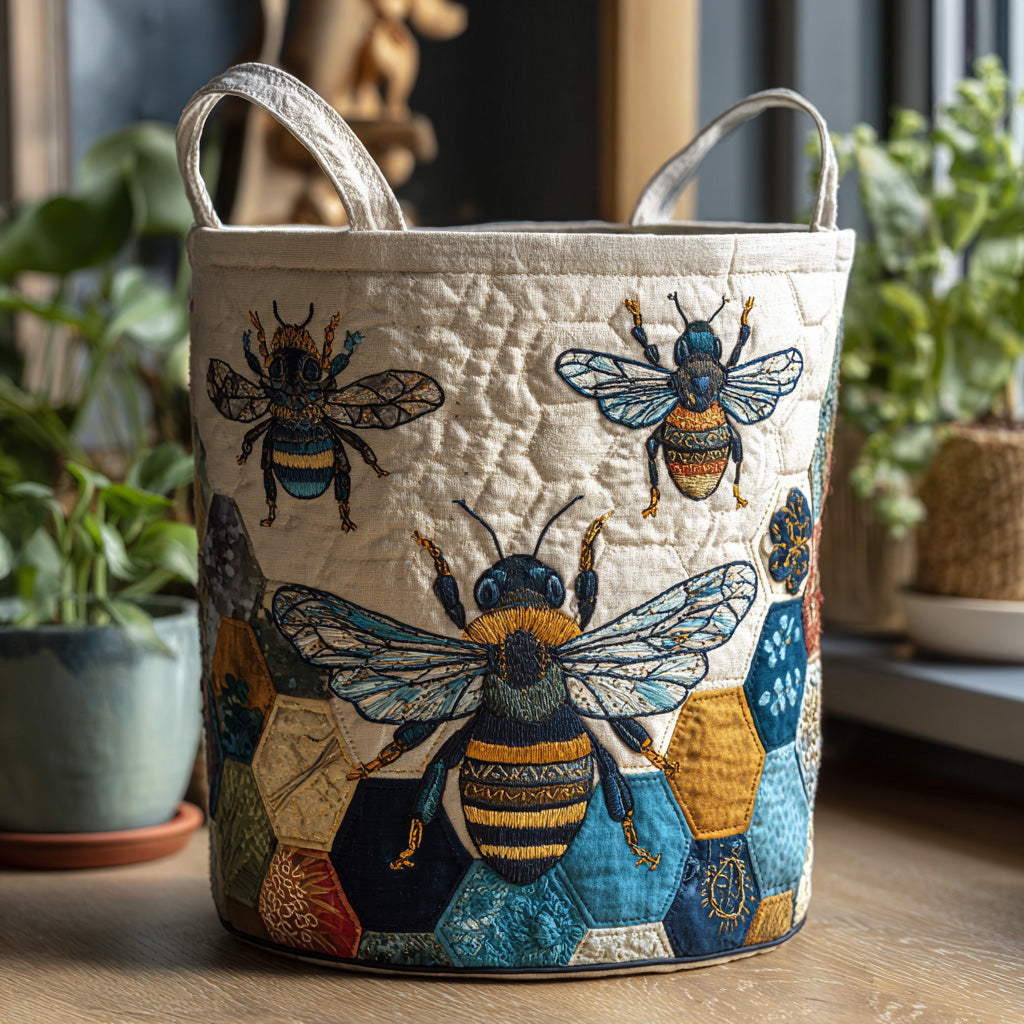 Honey Glow Quilted Laundry Basket Home Decor Bee Themed Gifts For Him