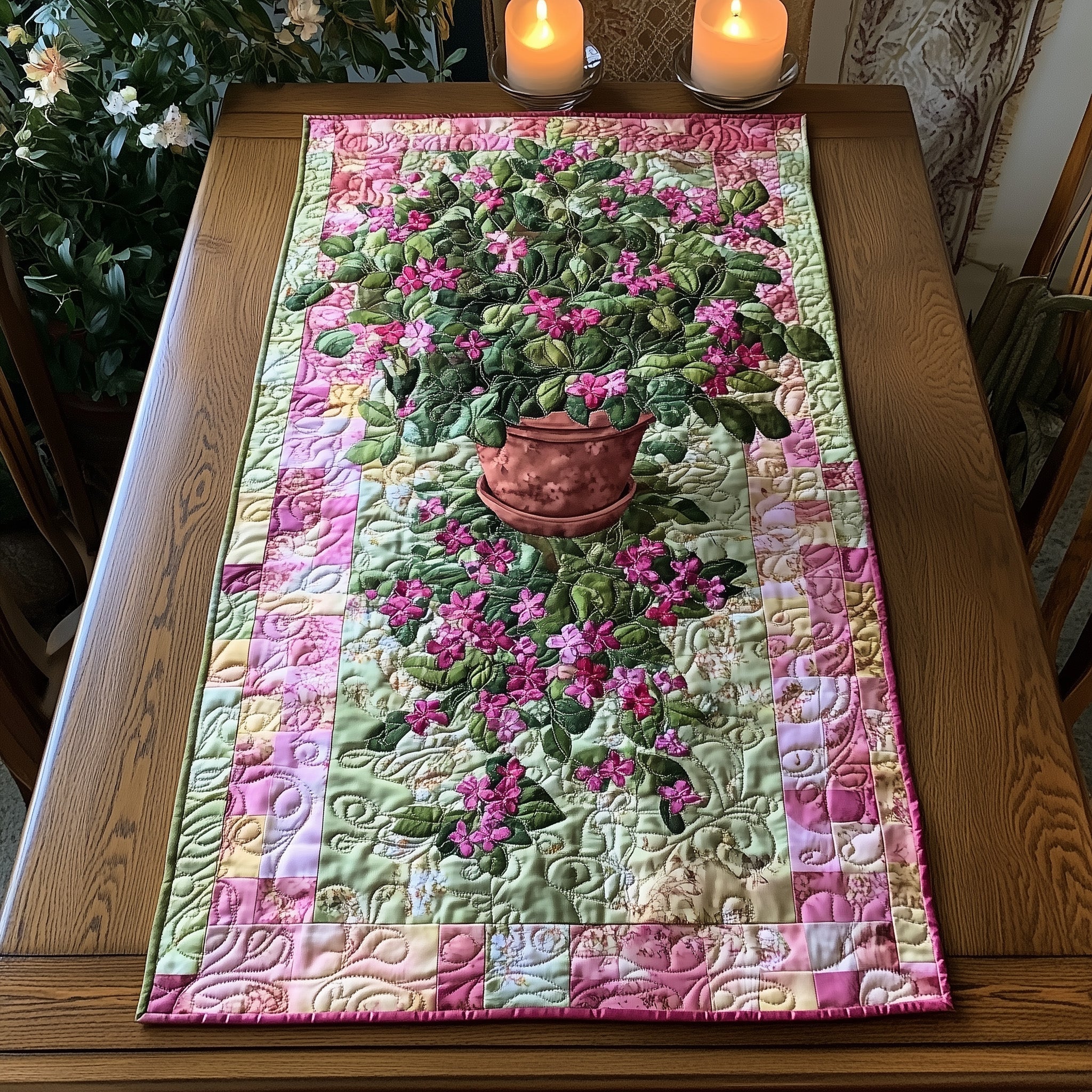 Honeysuckle of June Quilted Table Runner Dining Table Decor Ideas Gift Ideas For Mom In Law