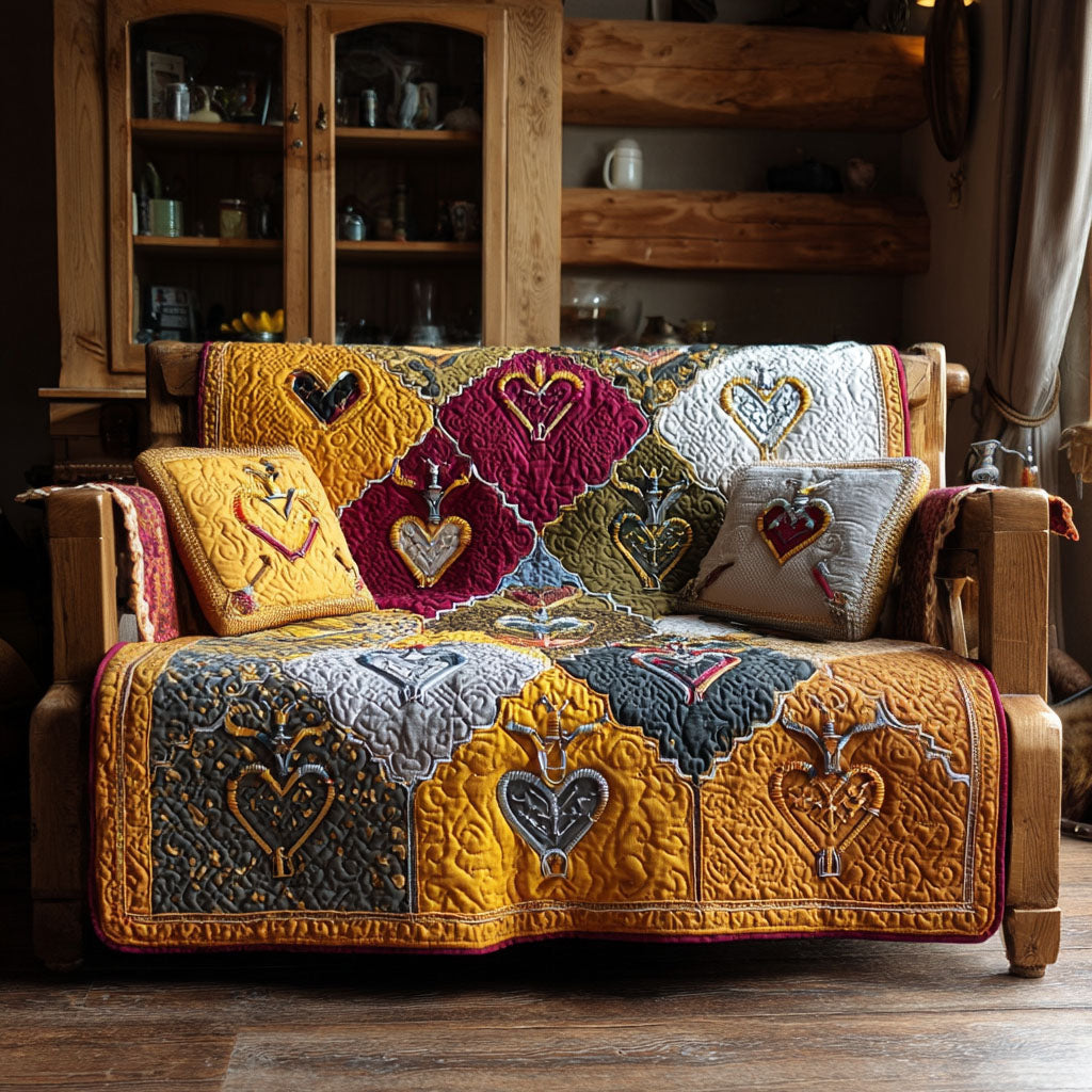 Hooked on Memories Quilted Sofa Cover Living Room Decor Fathers Day Gifts For Husband