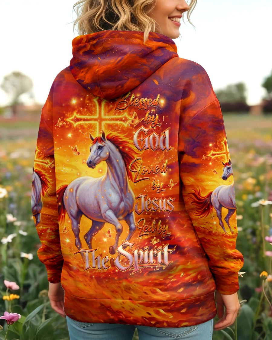 Horse Blessed By God Loved By Jesus Hoodie Women's Faith Based Apparel Gifts For Her - Image 2
