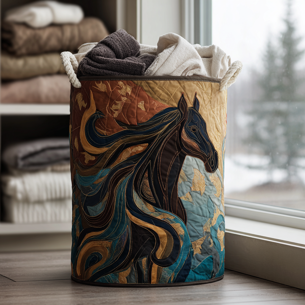 Horse Charm Quilted Laundry Basket Unique Laundry Basket Birthday Presents For Horse Lovers