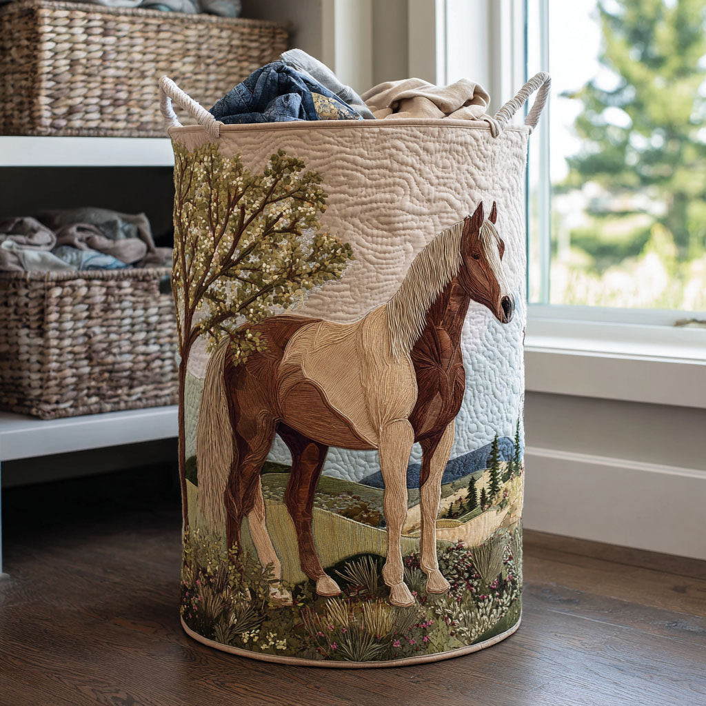 Horse Grace Quilted Laundry Basket Wild Horse Clothes Hamper Gift For Mom