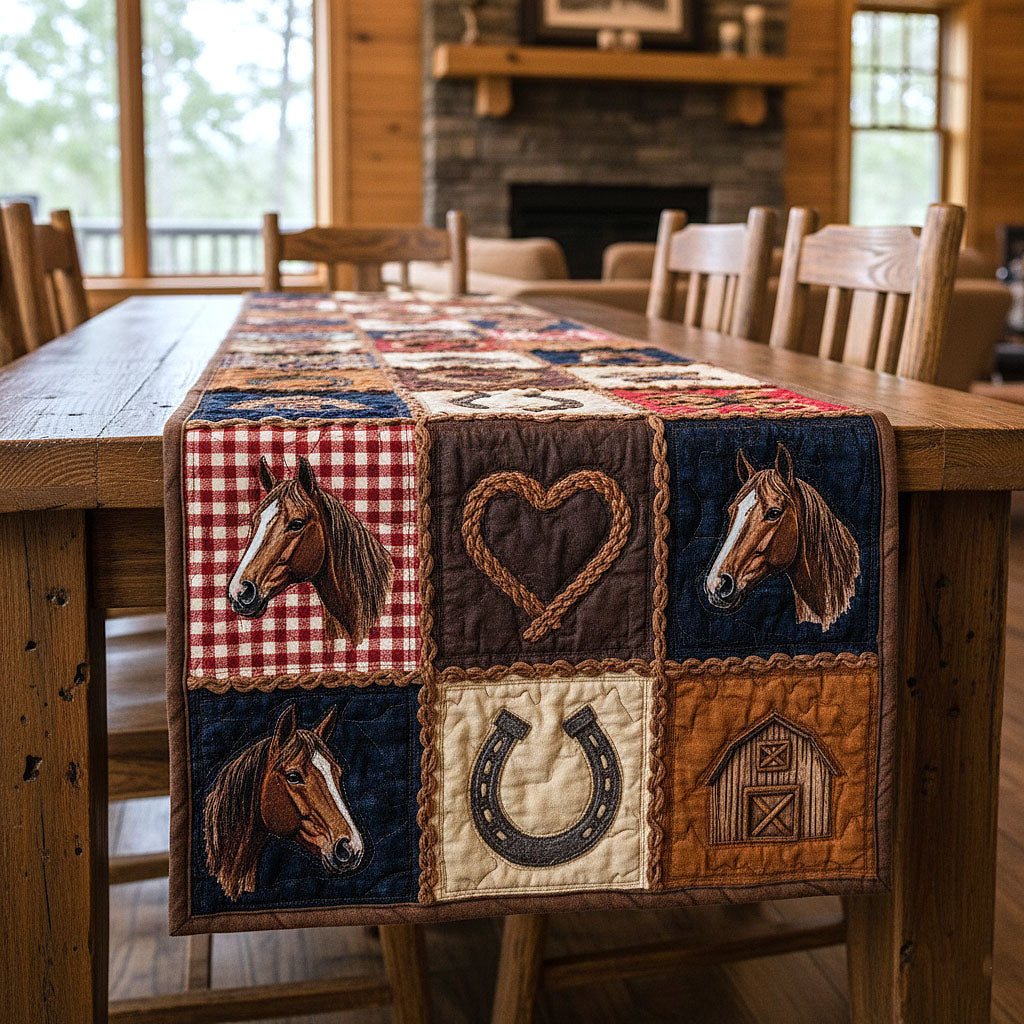 Horse Haven Quilted Table Runner Dining Room Runner Best Gifts For Horse Owners