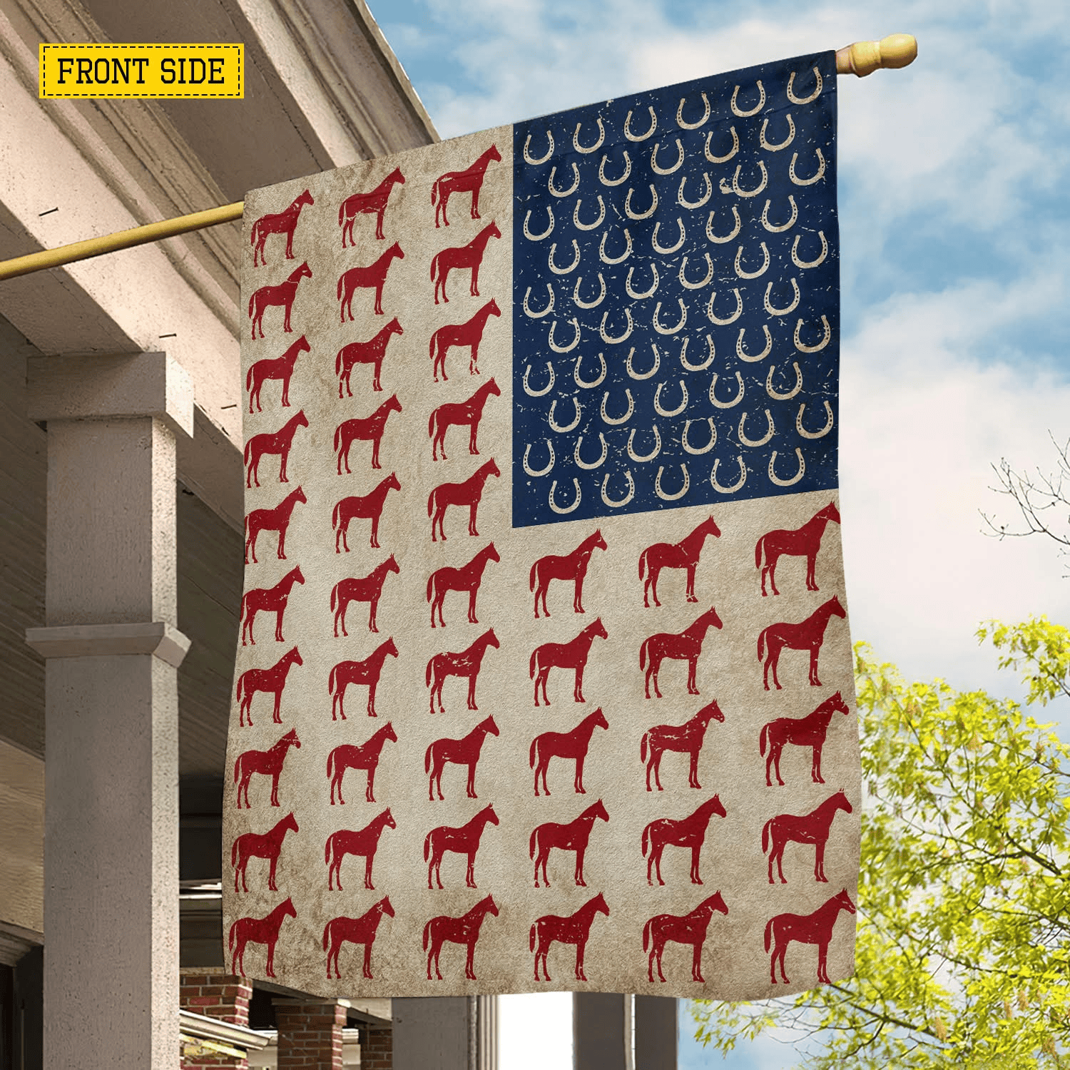 Horse Independence Day Flag Horseshoes 250th Patriotic Merch Home Decor July 4th Horse Lovers Gift