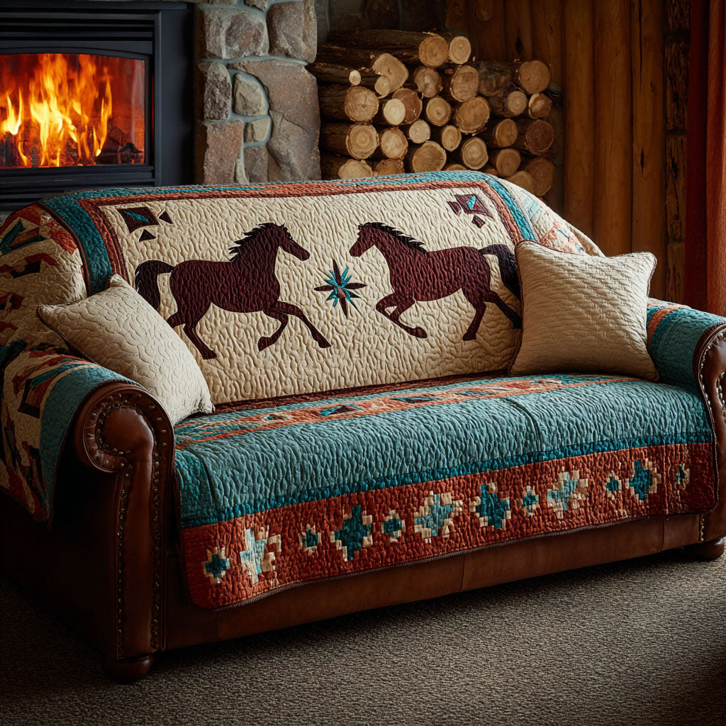 Horse Land Quilted Sofa Cover Indoor Decoration Cool Gifts For Horse Lovers