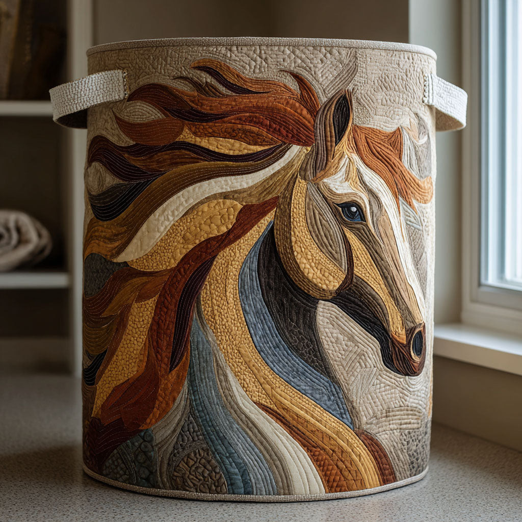 Horse Magic Quilted Laundry Basket Colorful Horse Clothes Hamper Gift For Wife