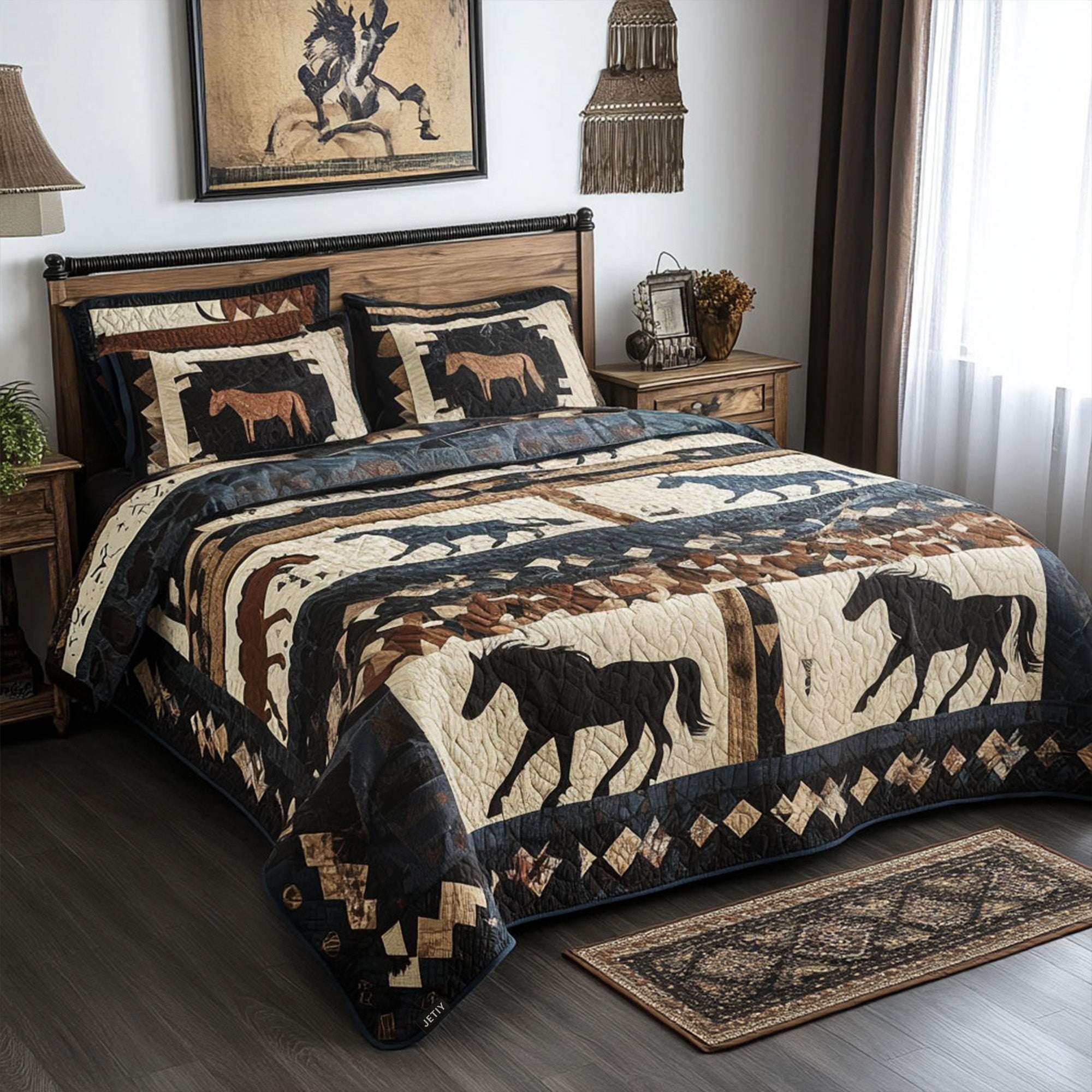 Horse Plains Quilted Bedding Set Cute Sheet Sets Cowboy Related Gifts