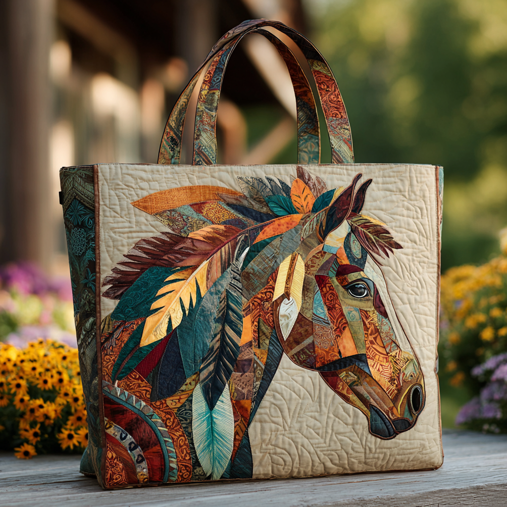 Horse Power Quilted Tote Bag Work Tote Great Gifts For Mom