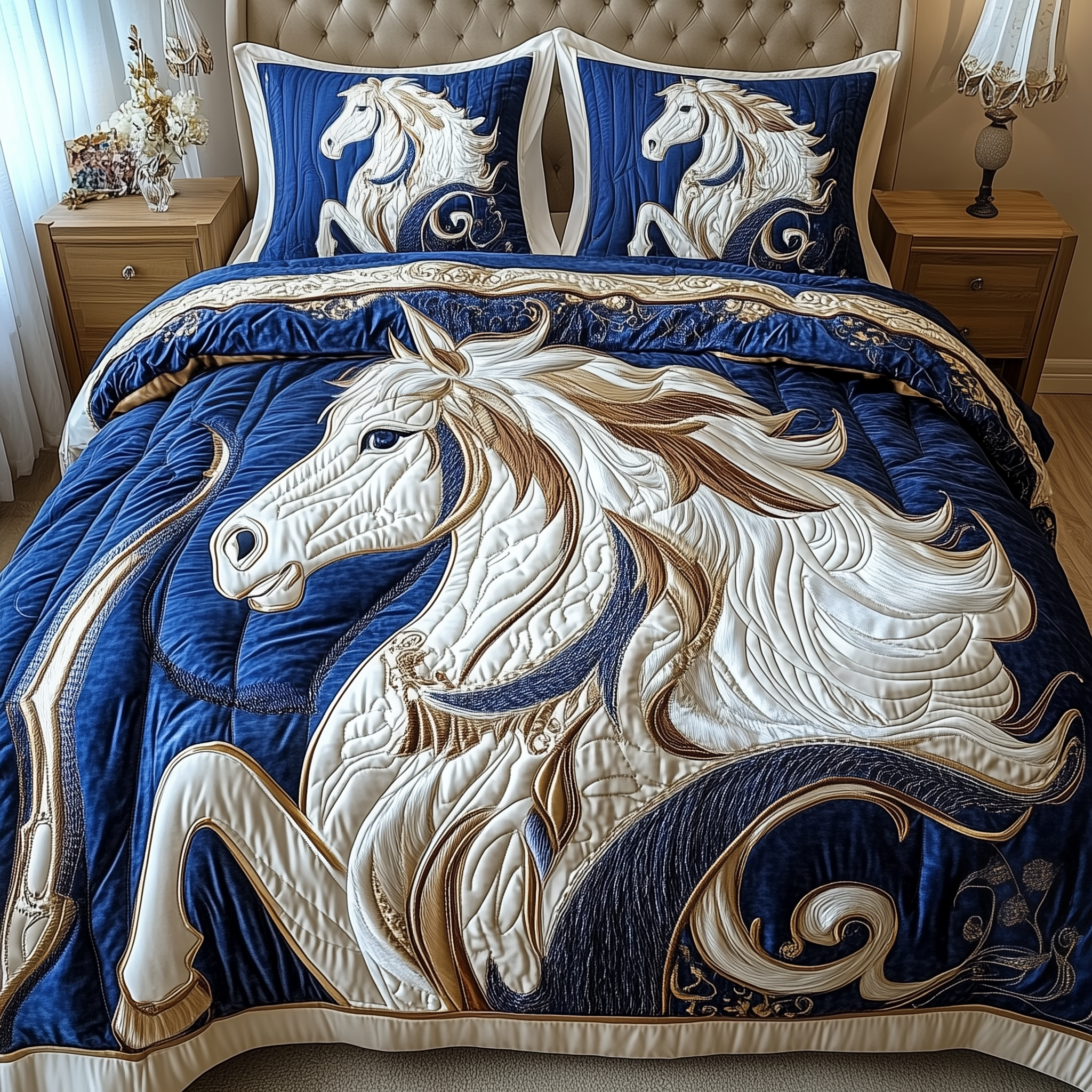 Horse Quilted Bedding Set Bed Bedding Set Gift Ideas For Horse Owners