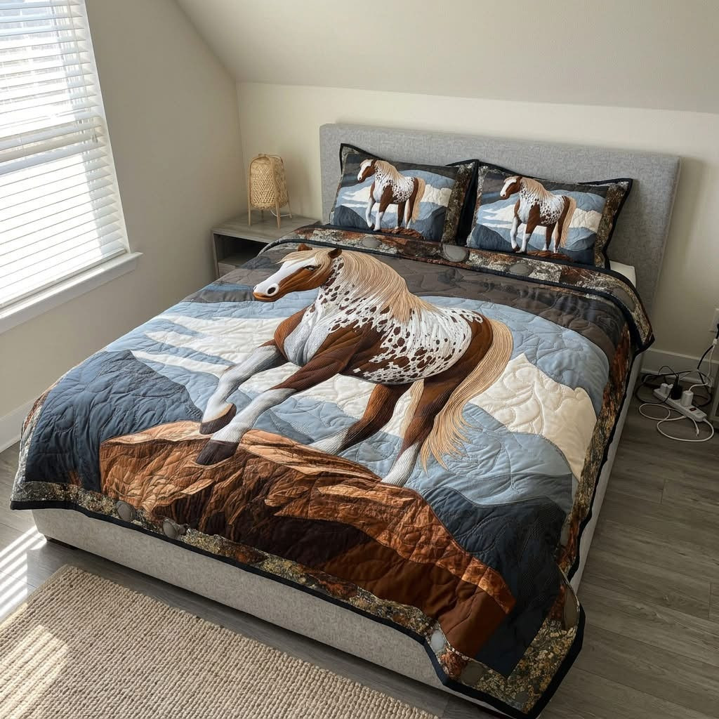 Horse Quilted Bedding Set Western Themed Bed Sheet Set Father's Day Gifts For Horse Lover