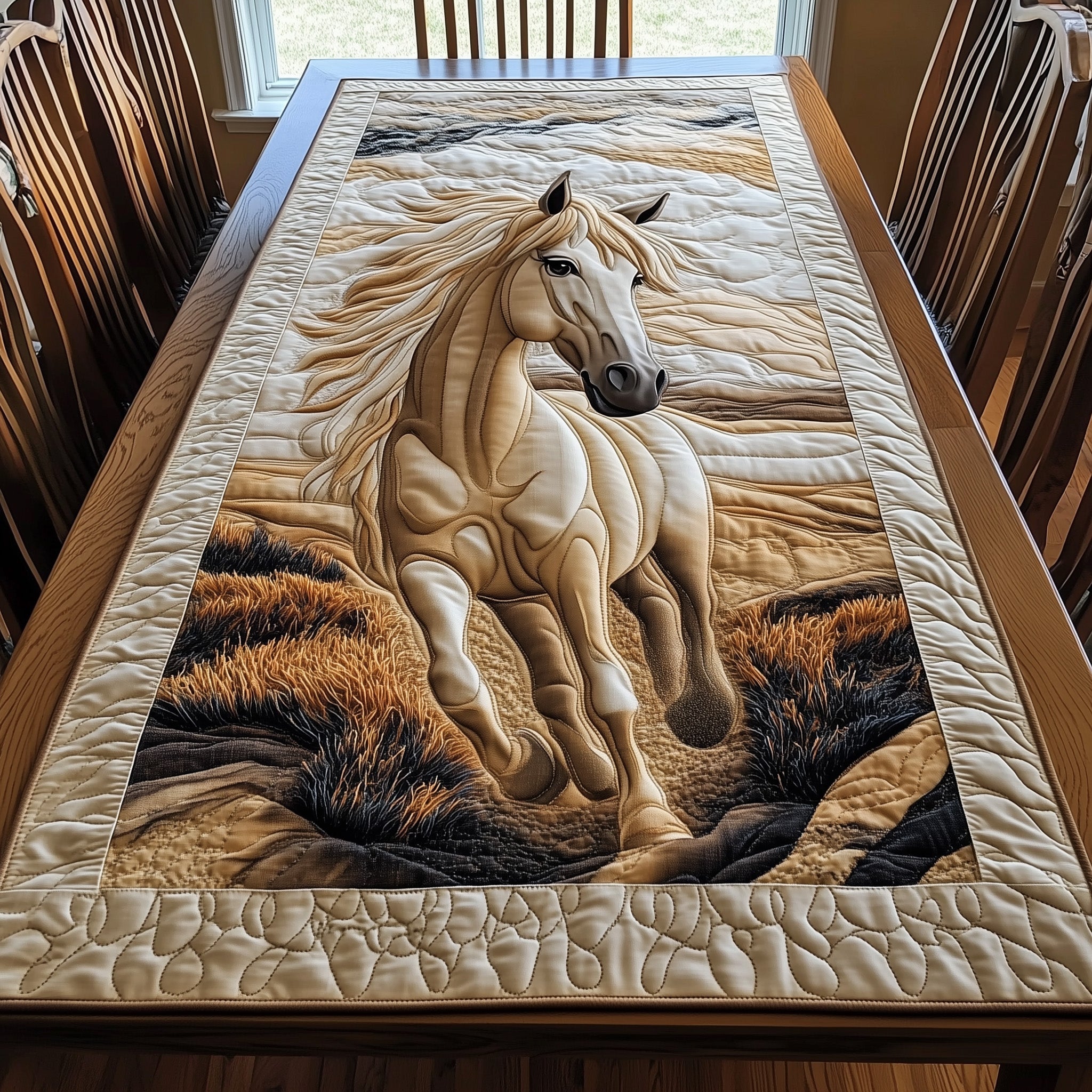 Horse Quilted Table Runner Dining Table Decor Best Presents For Horse Lovers