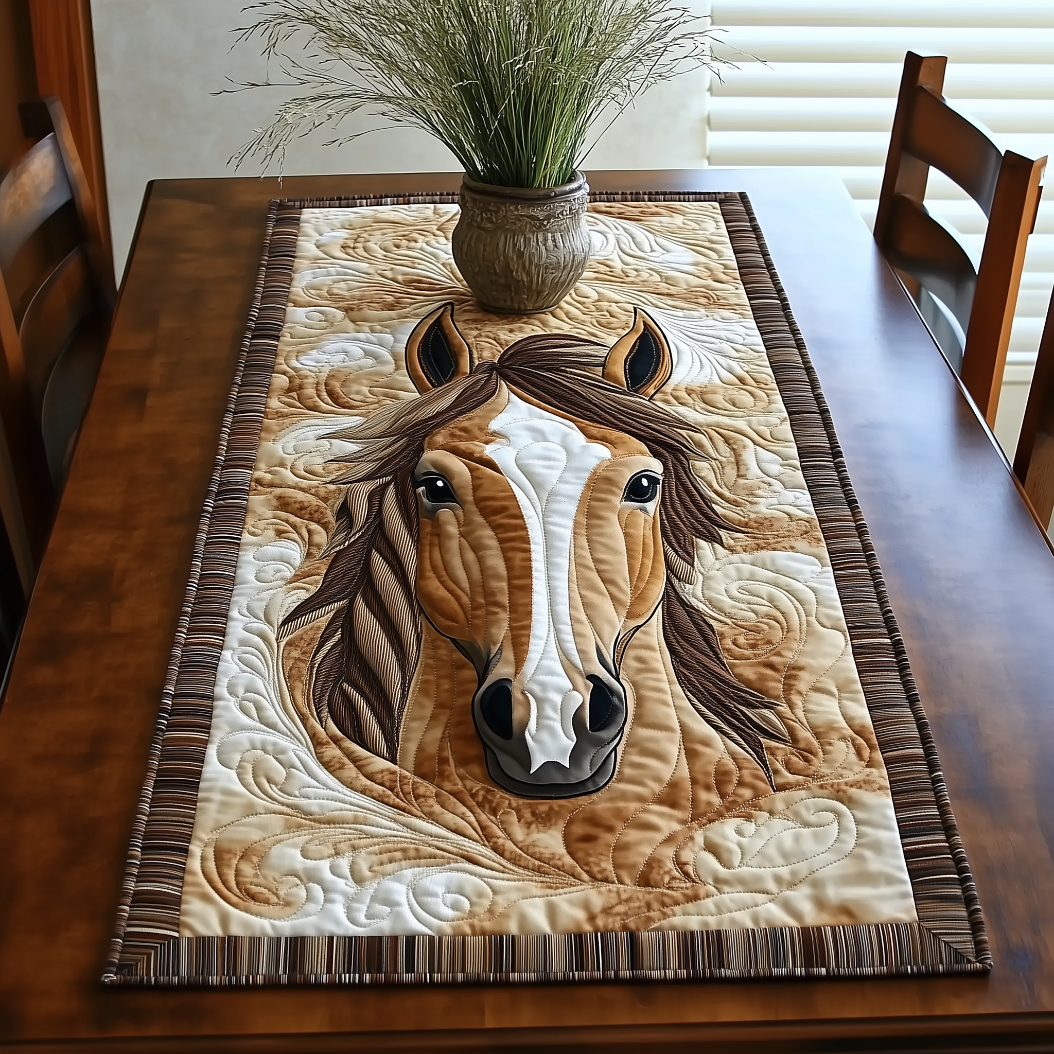 Horse Quilted Table Runner Dinner Table Runner Horse Themed Presents