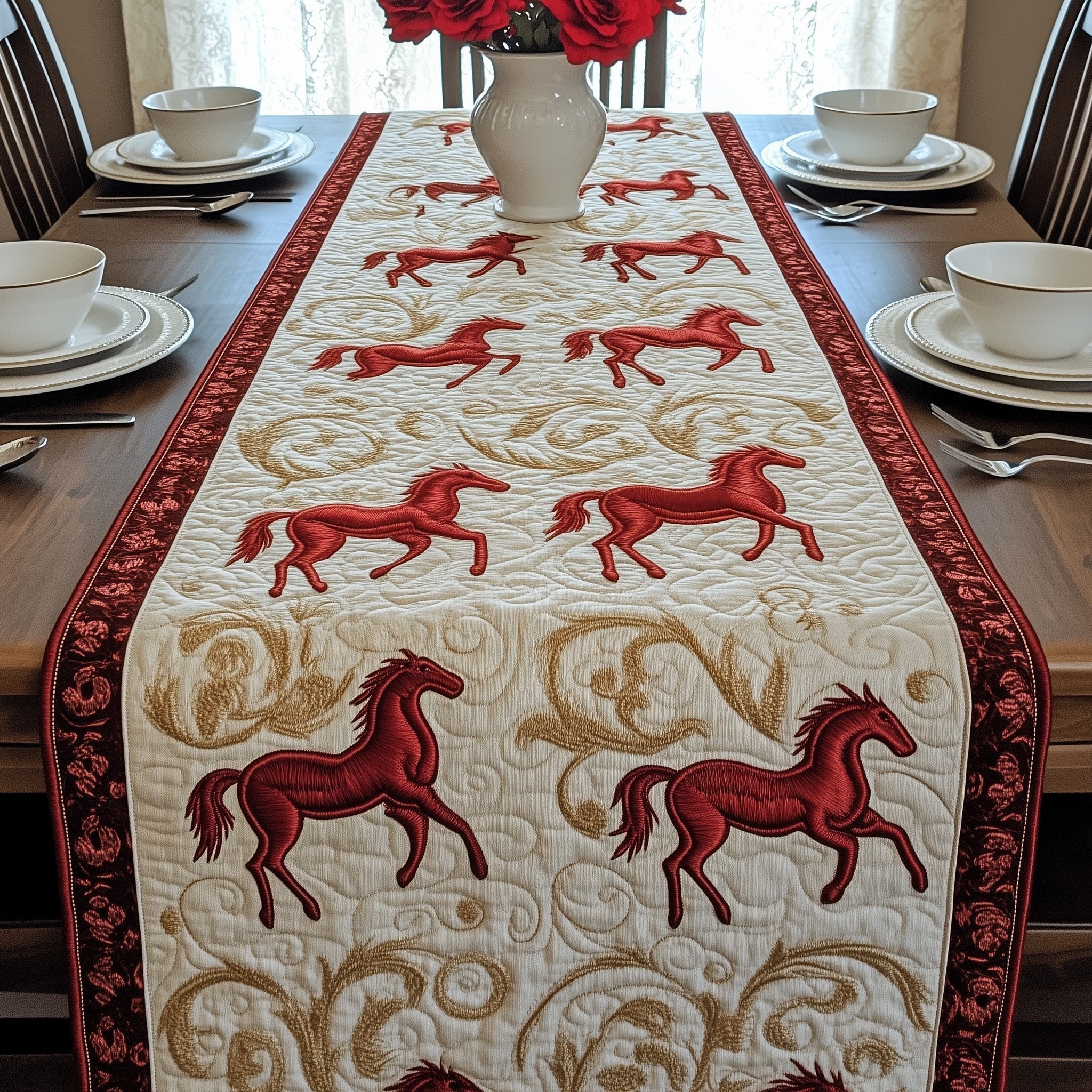 Horse Quilted Table Runner Formal Dining Table Runners Best Gifts Horse Lovers