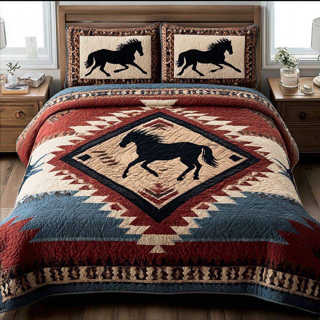 Horse Trail Quilted Bedding Set Bed Decorations Unique Horse Gifts For Ladies