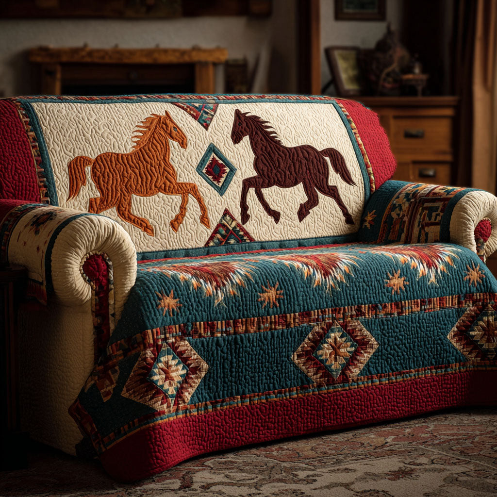 Horse Trail Quilted Sofa Cover Couch Cushion Covers Horse Christmas Presents
