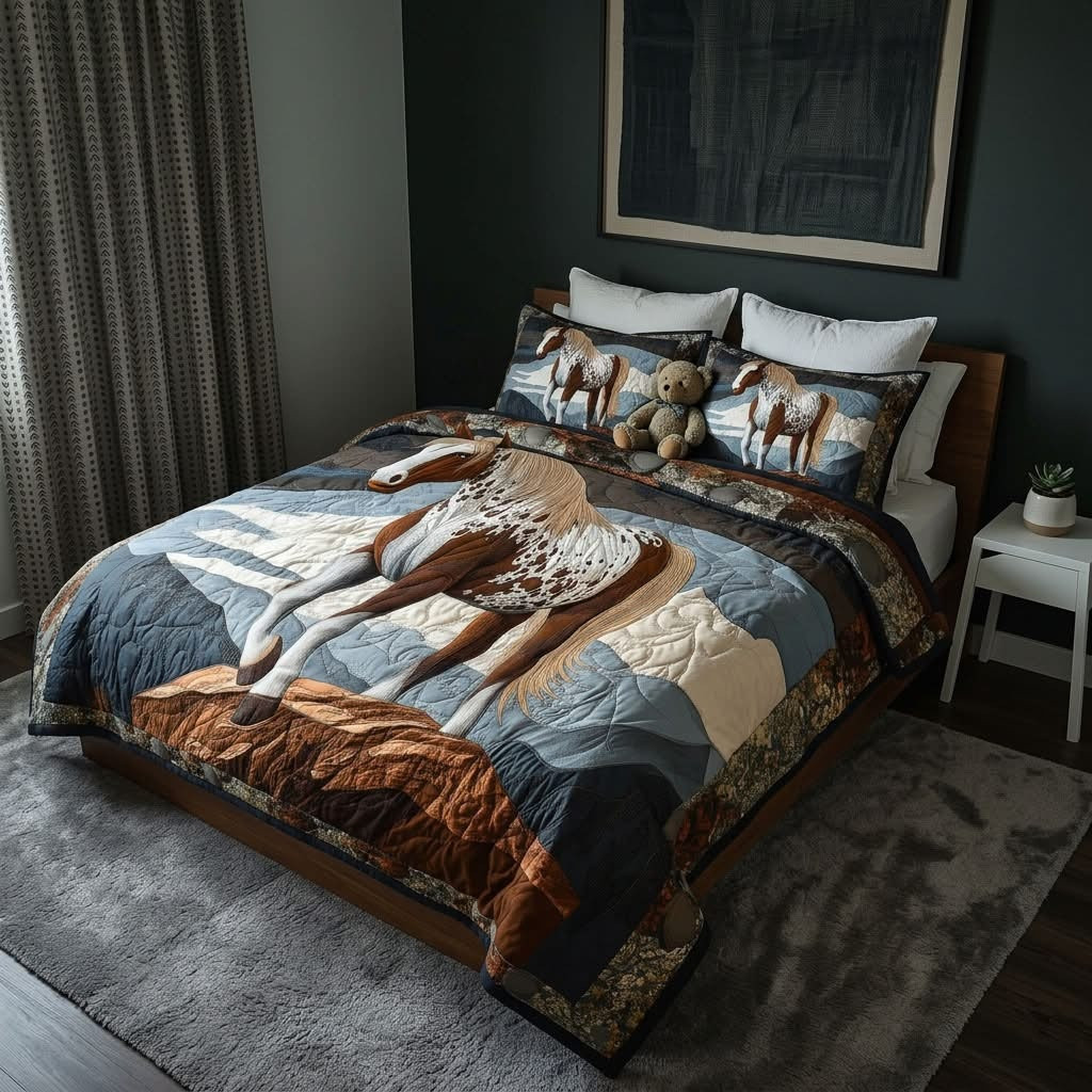 Horse Western Quilted Bedding Set Bedroom Decorations Father's Day Gifts For Horse Lovers