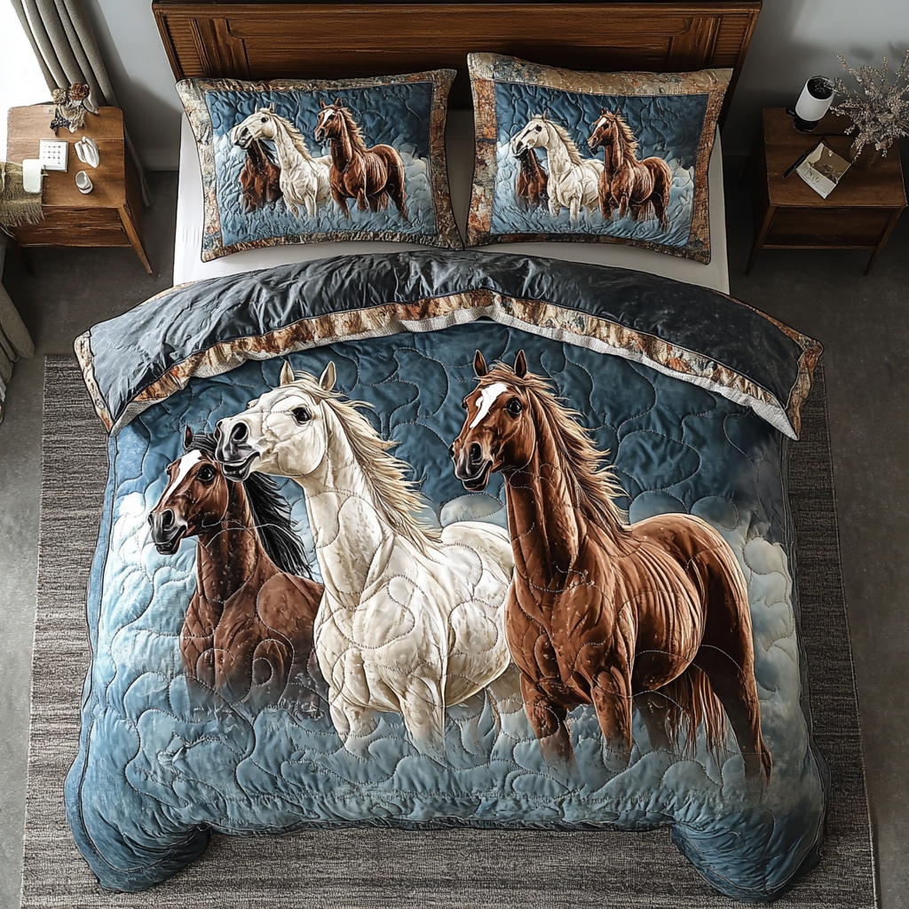 Horse Whisperer Dreams Quilted Bedding Set Unique Bed Sheet Set Gifts For People Who Like Horses