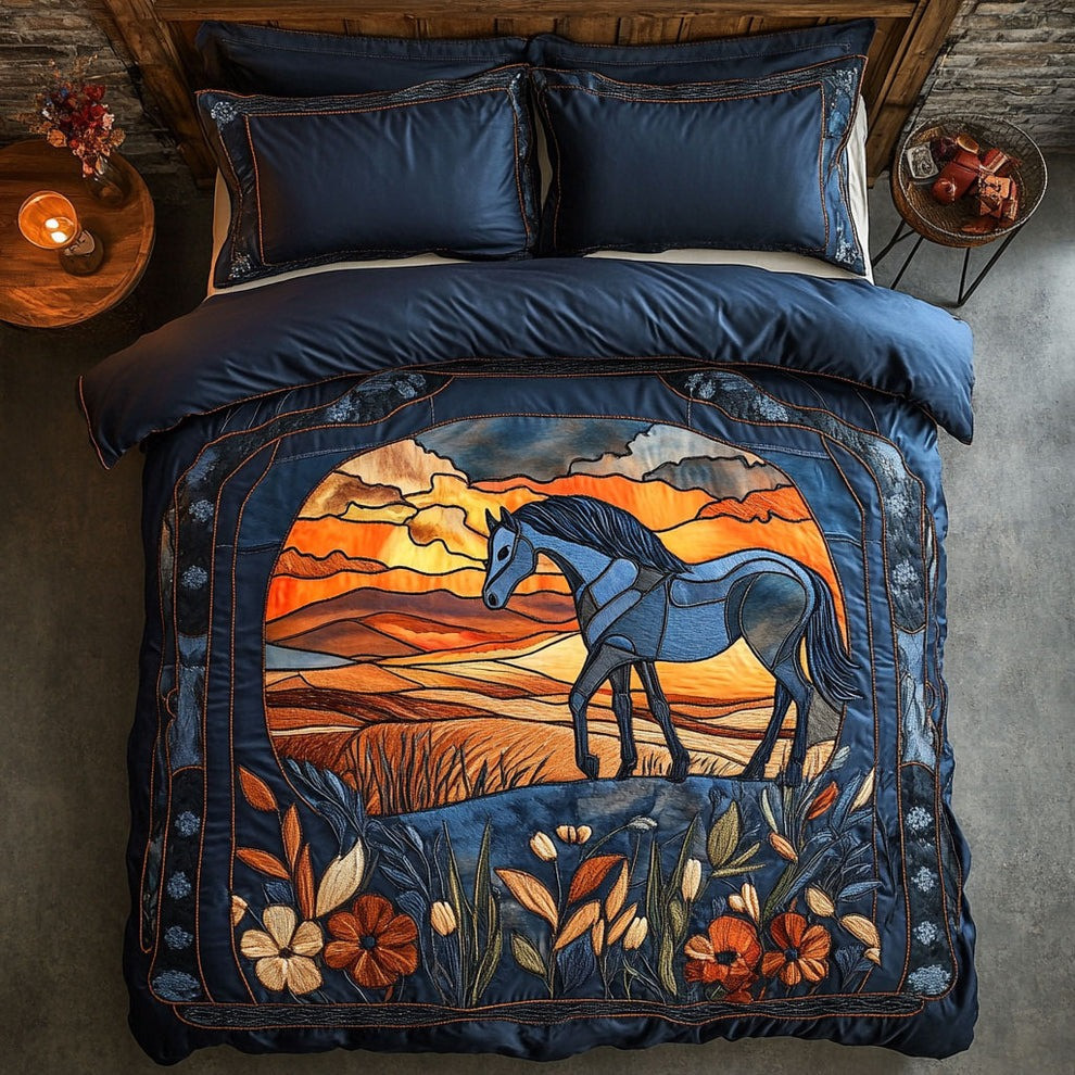 Horse Wild Quilted Bedding Set Cozy Bedroom Ideas Great Gifts For Horse Lovers