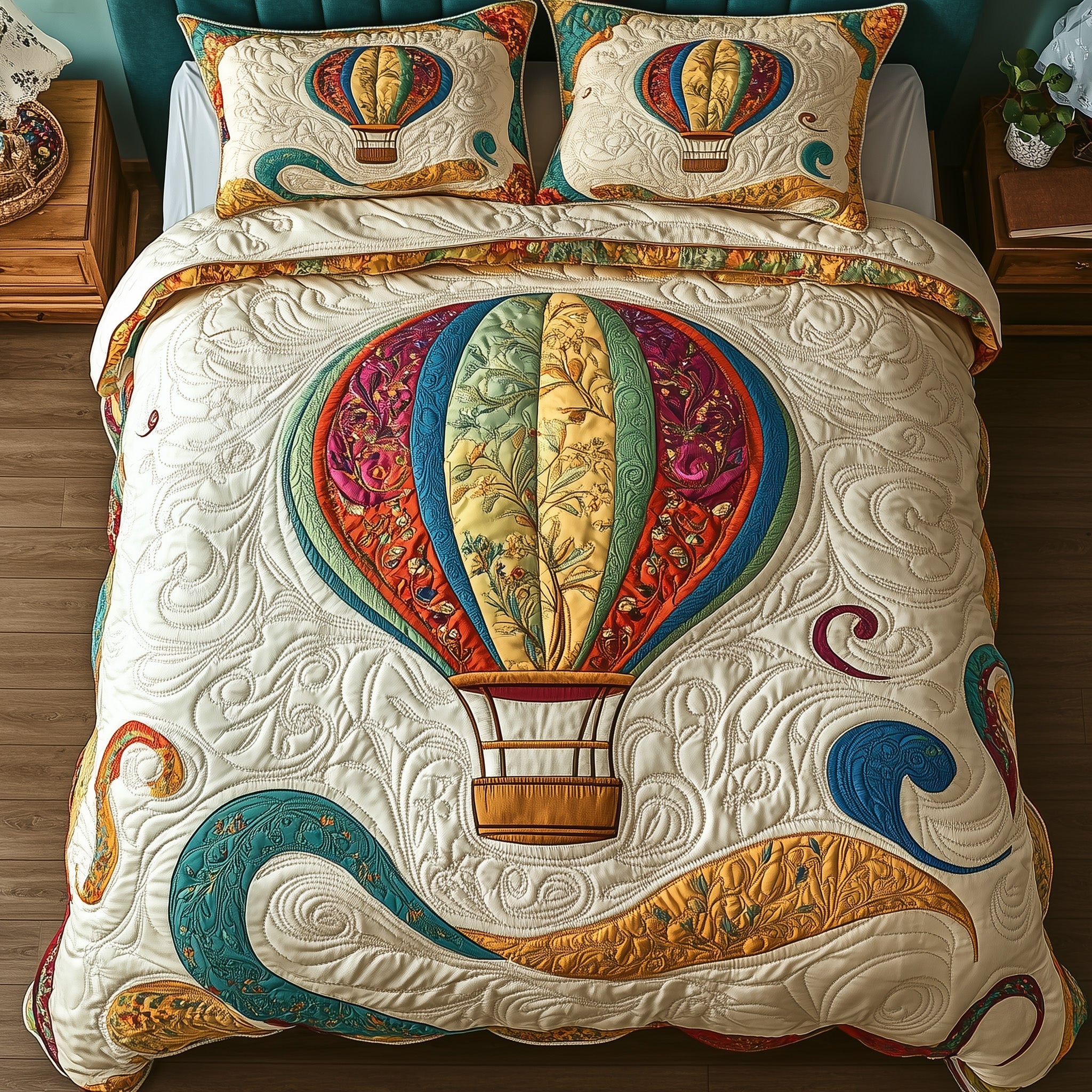 Hot Air Balloon Quilted Bedding Set Best Bedding Comforter Sets Happy Mothers Day Gift