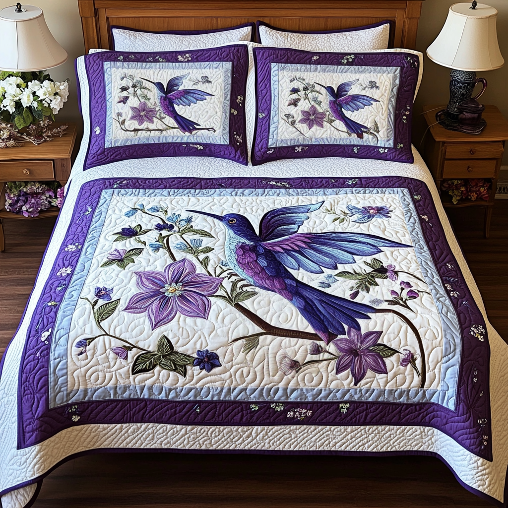 Humming Grace Quilted Bedding Set Bed Decor Ideas Unusual Hummingbird Gifts